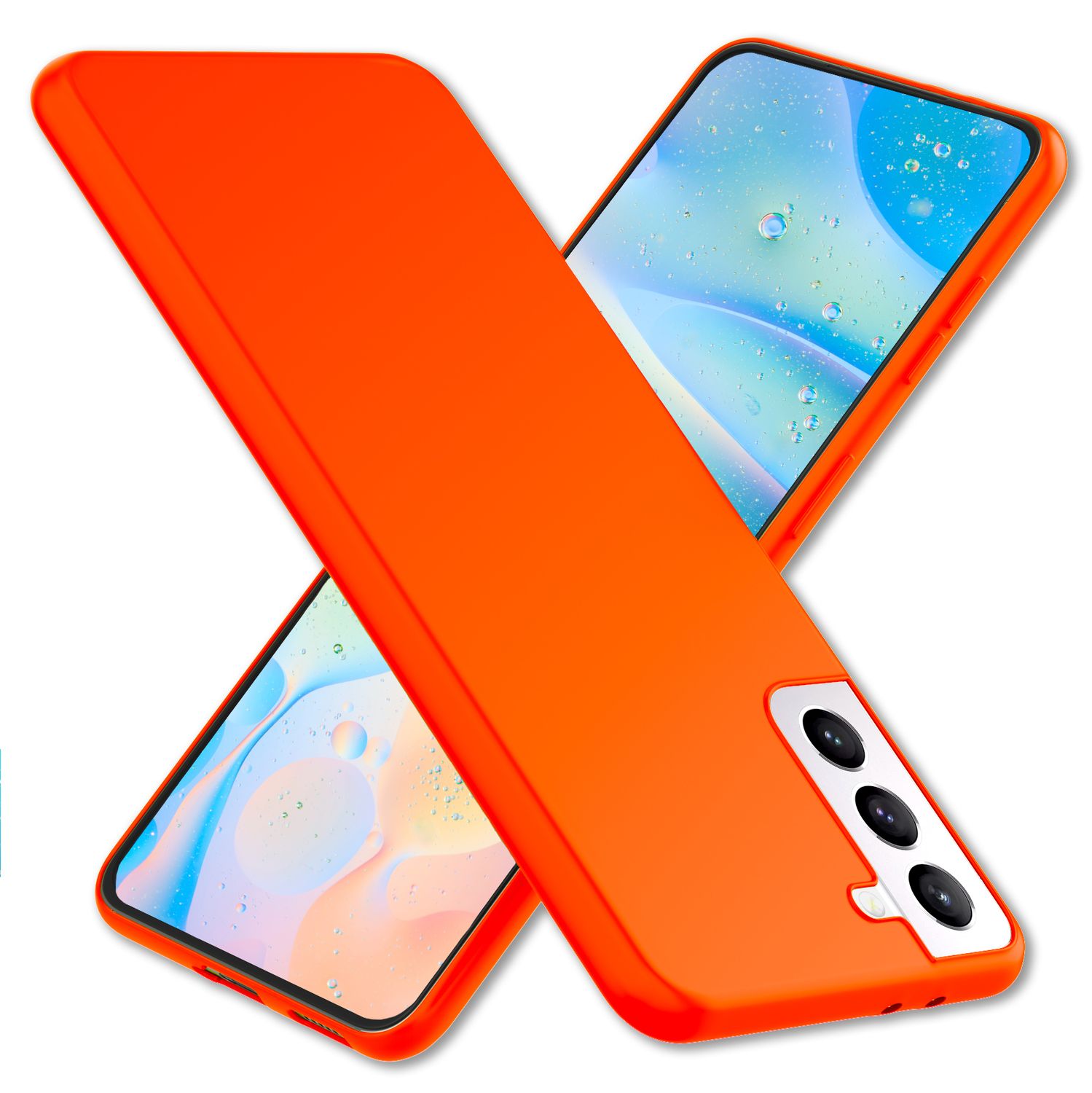 NALIA Bunte Neon Silikonhülle für Samsung Galaxy S22 Orange NALIA Protective Hülle