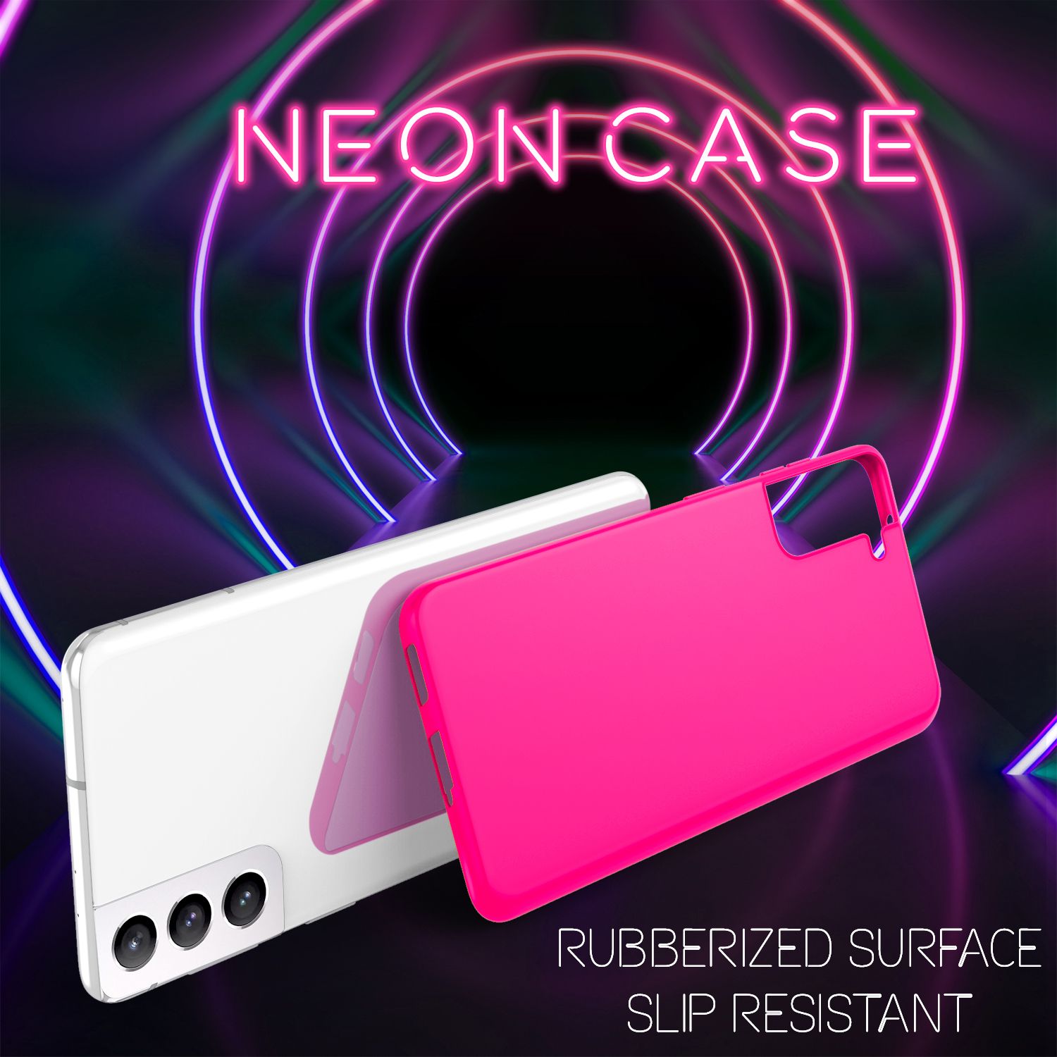 NALIA Bunte Neon Silikonhülle für Samsung Galaxy S22 Pink NALIA Protective Hülle