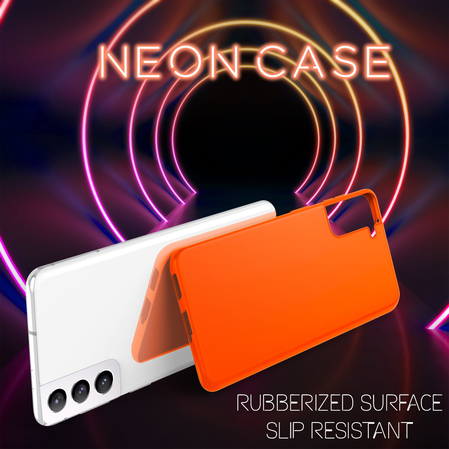 NALIA Bunte Neon Silikonhülle für Samsung Galaxy S22 Orange NALIA Protective Hülle