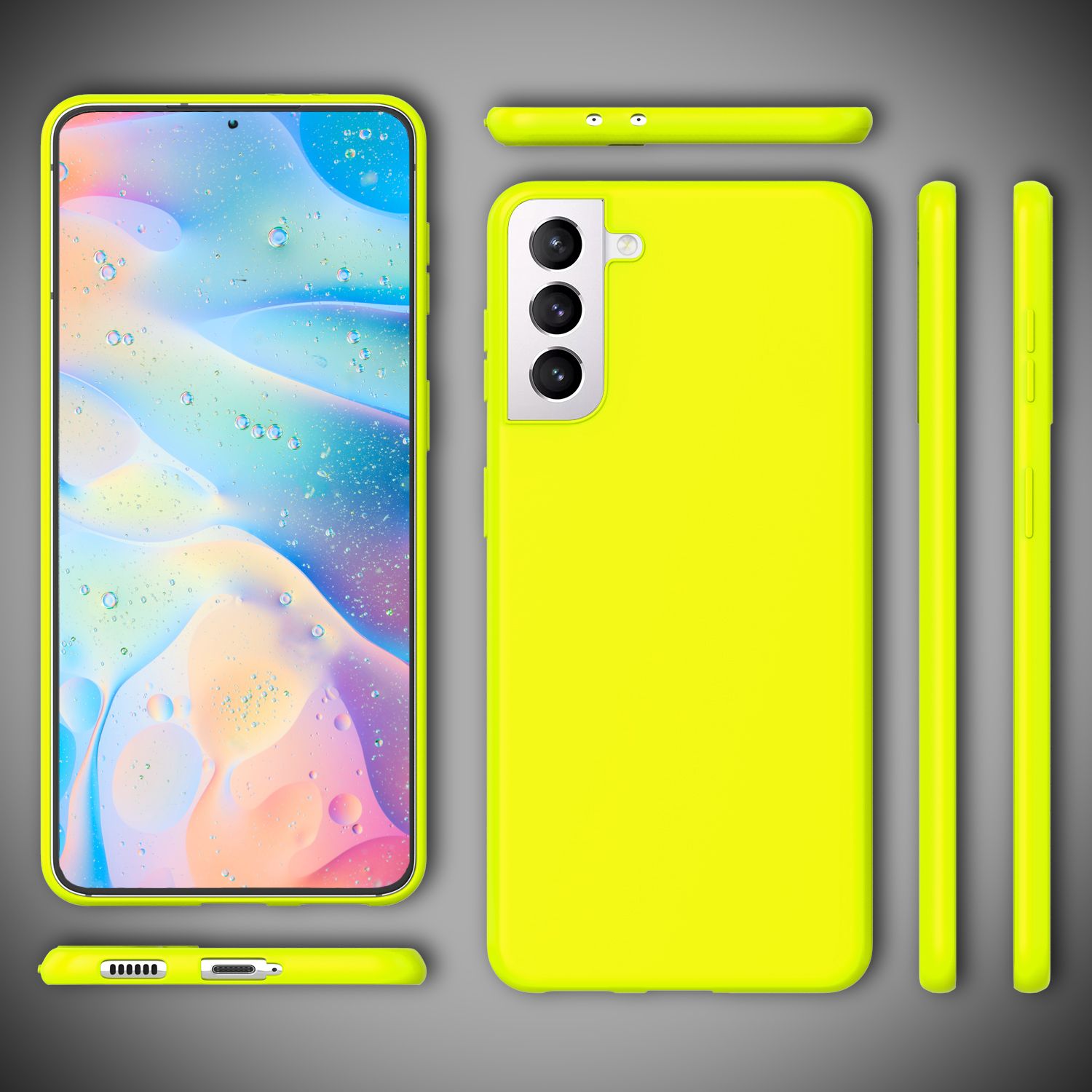 NALIA Bunte Neon Silikonhülle für Samsung Galaxy S22 Gelb NALIA Protective Hülle