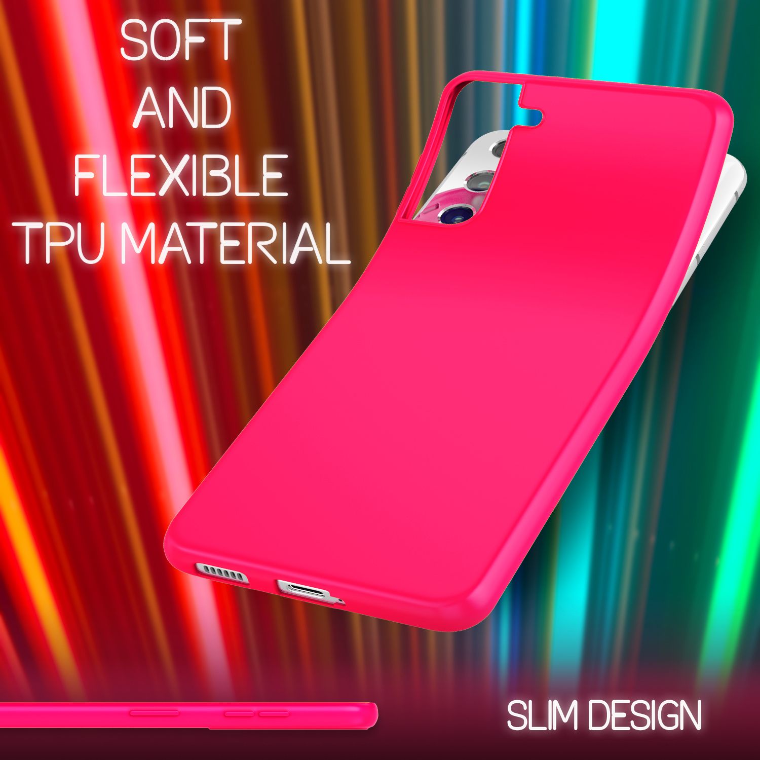 NALIA Bunte Neon Silikonhülle für Samsung Galaxy S22 Plus, Intensive Farbe Rutschfest Samtig Weich Gummiert, Schutzhülle Handyhülle Pink NALIA Protective Hülle
