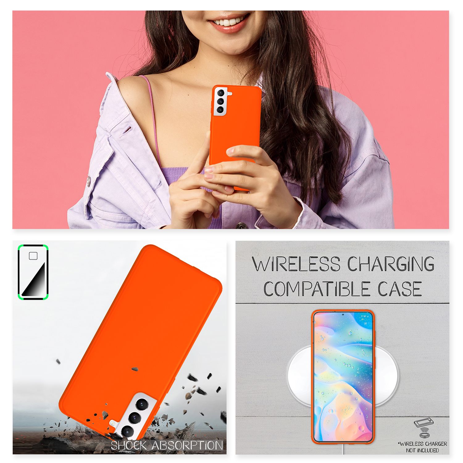 NALIA Bunte Neon Silikonhülle für Samsung Galaxy S22 Plus, Intensive Farbe Rutschfest Samtig Weich Gummiert, Schutzhülle Handyhülle Orange NALIA Protective Hülle