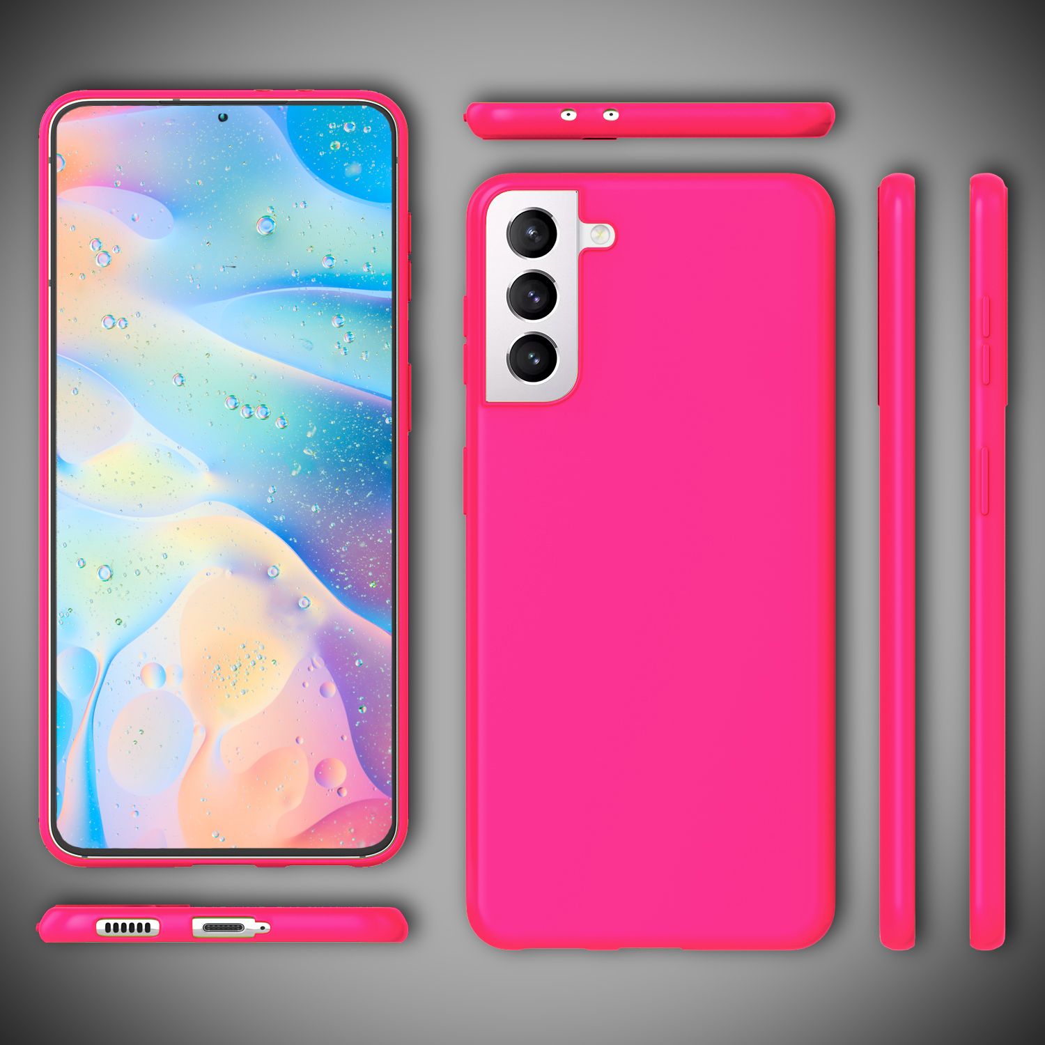 NALIA Bunte Neon Silikonhülle für Samsung Galaxy S22 Plus, Intensive Farbe Rutschfest Samtig Weich Gummiert, Schutzhülle Handyhülle Pink NALIA Protective Hülle