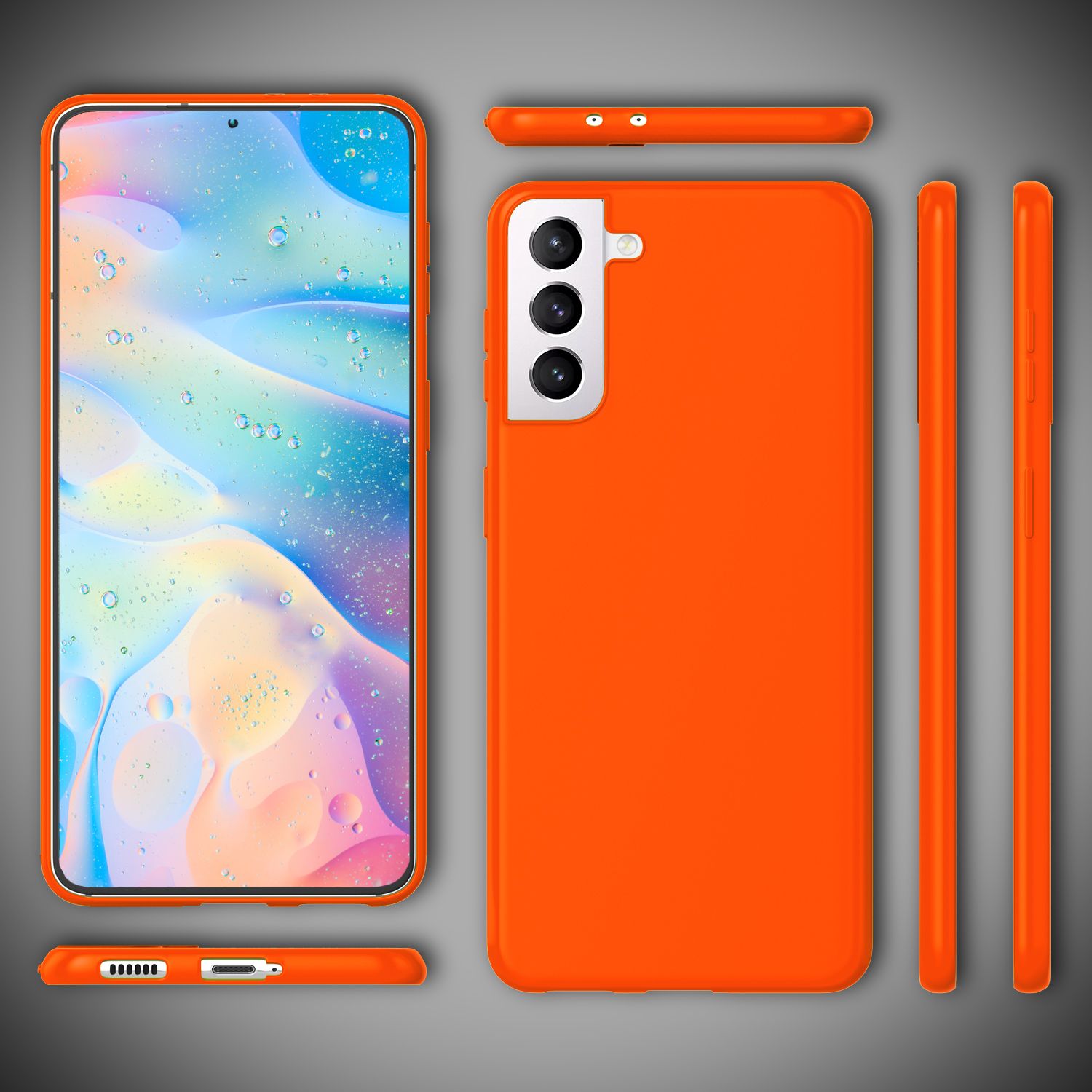 NALIA Bunte Neon Silikonhülle für Samsung Galaxy S22 Plus, Intensive Farbe Rutschfest Samtig Weich Gummiert, Schutzhülle Handyhülle Orange NALIA Protective Hülle