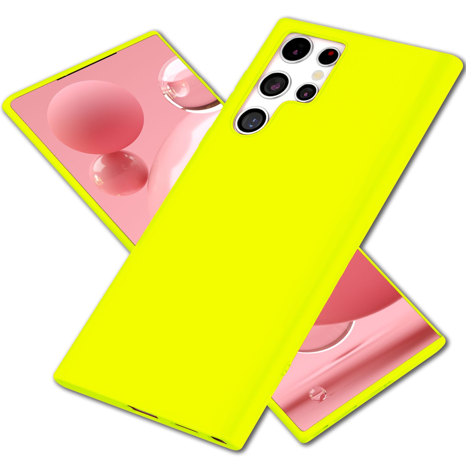 NALIA Bunte Neon Silikonhülle für Samsung Galaxy S22 Ultra Gelb NALIA Protective Hülle