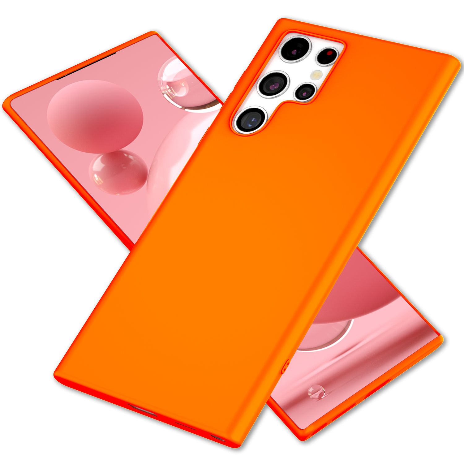 NALIA Bunte Neon Silikonhülle für Samsung Galaxy S22 Ultra Orange NALIA Protective Hülle