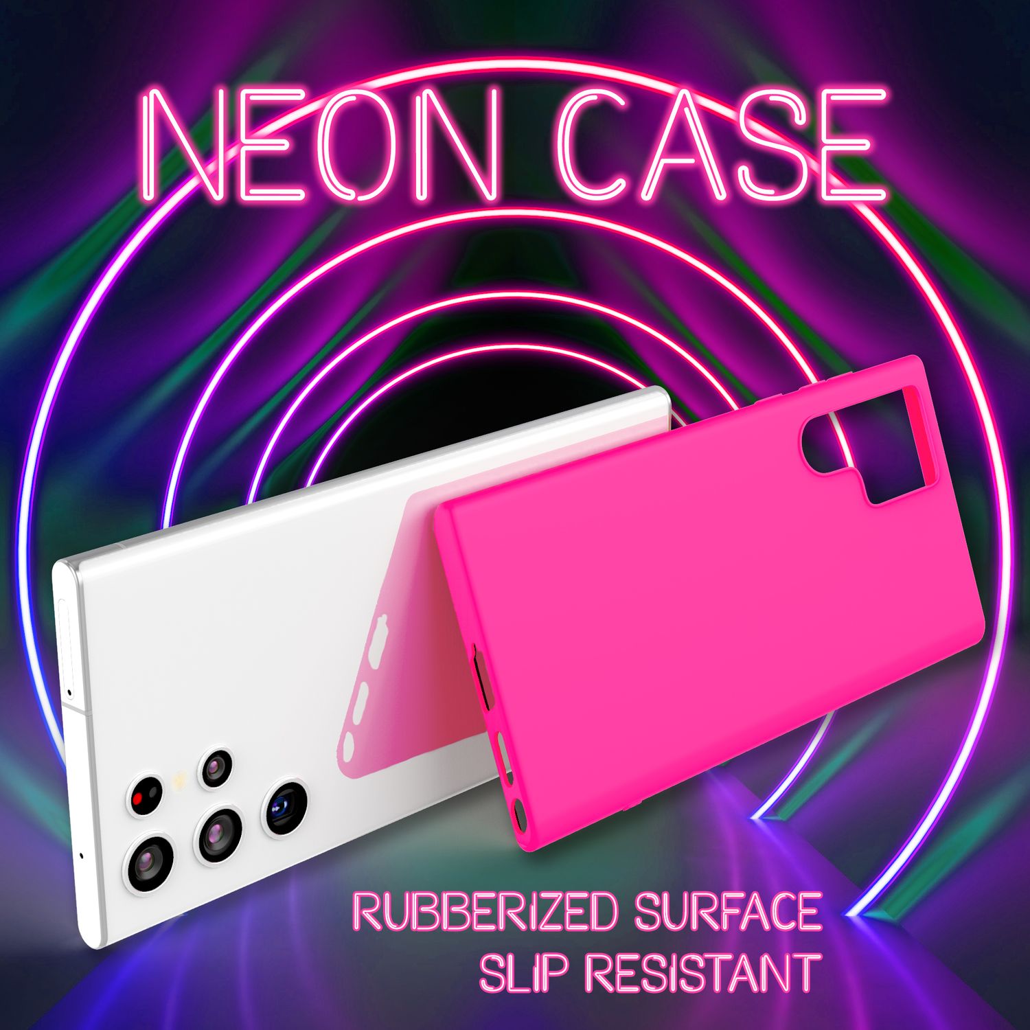 NALIA Bunte Neon Silikonhülle für Samsung Galaxy S22 Ultra Pink NALIA Protective Hülle