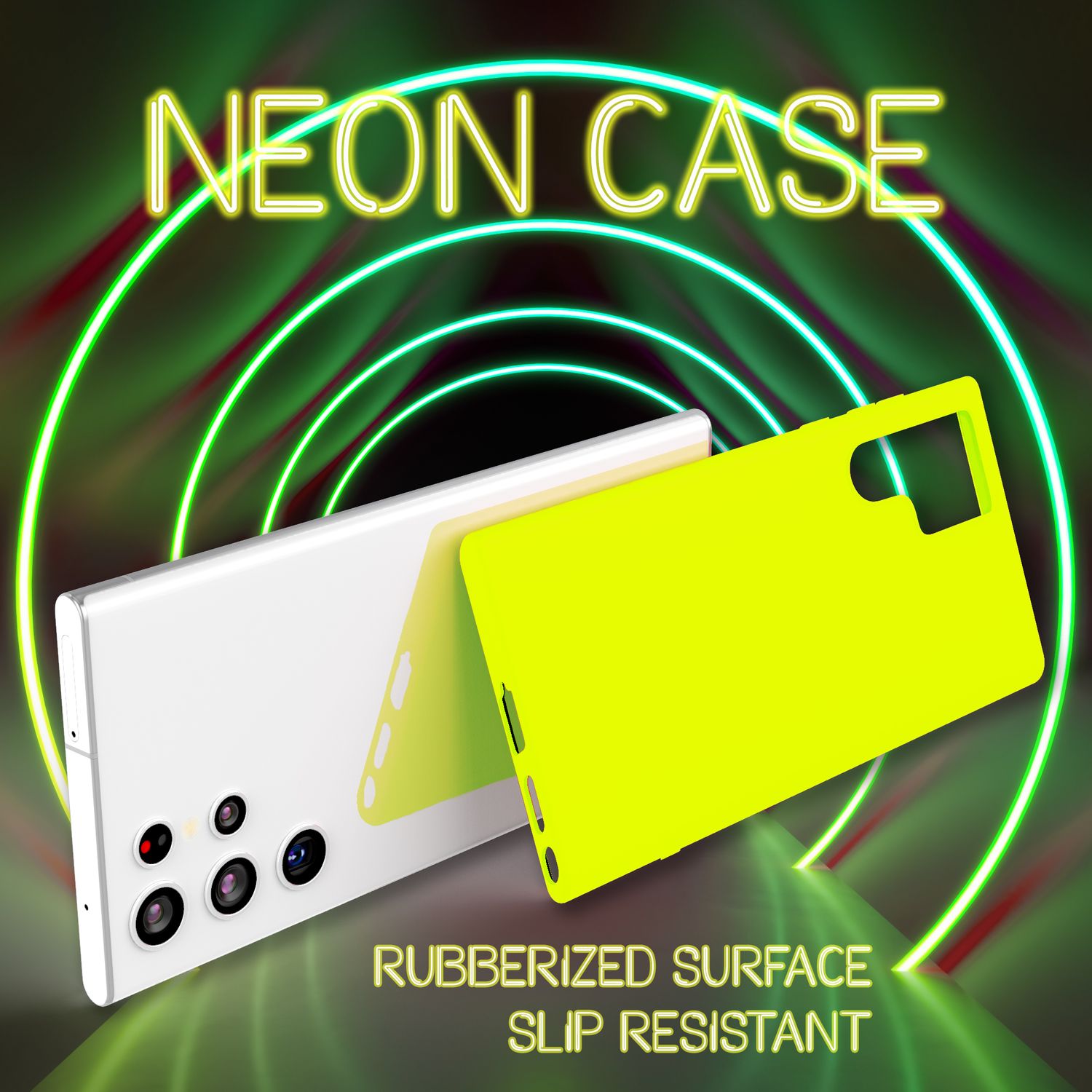 NALIA Bunte Neon Silikonhülle für Samsung Galaxy S22 Ultra Gelb NALIA Protective Hülle