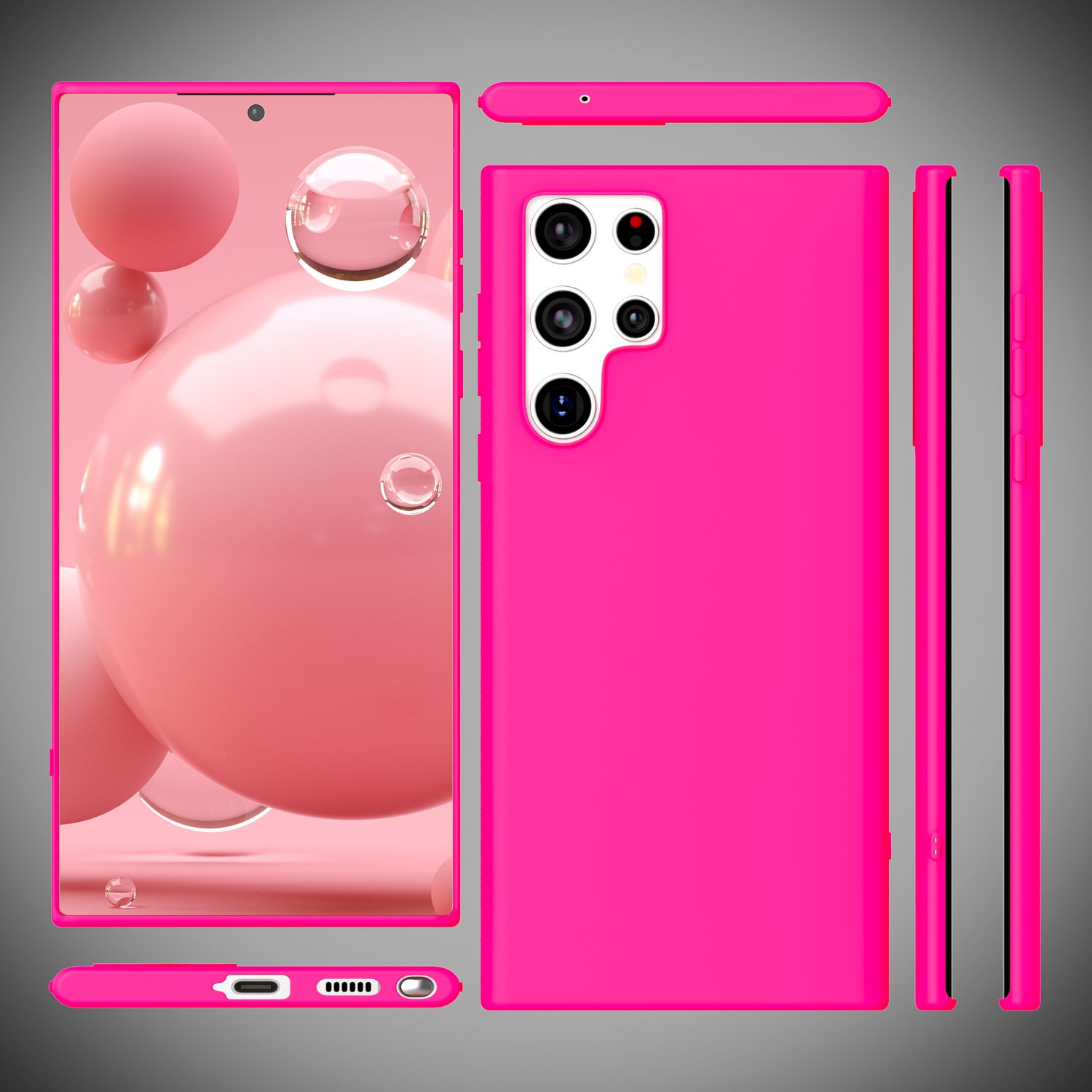 NALIA Bunte Neon Silikonhülle für Samsung Galaxy S22 Ultra Pink NALIA Protective Hülle