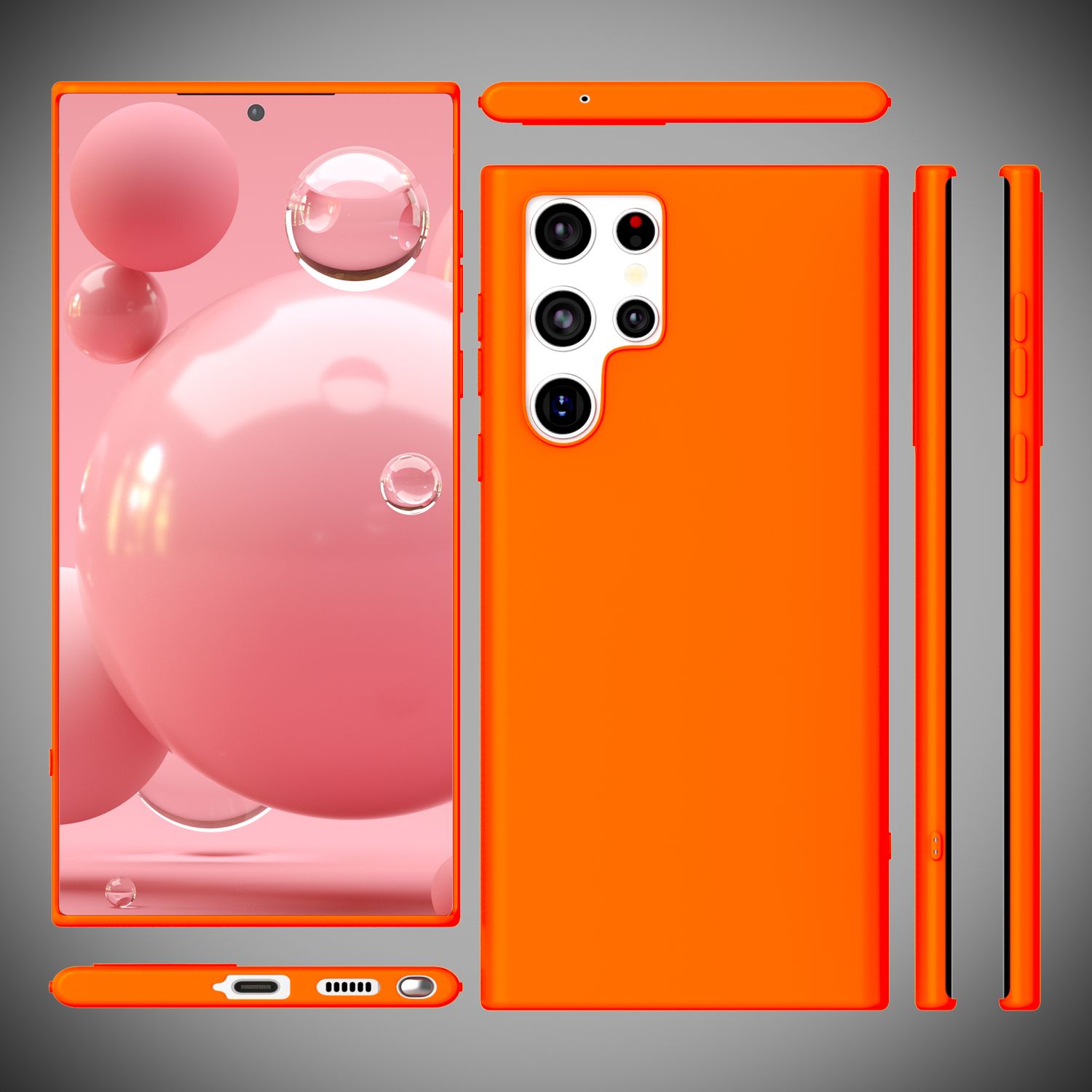 NALIA Bunte Neon Silikonhülle für Samsung Galaxy S22 Ultra Orange NALIA Protective Hülle