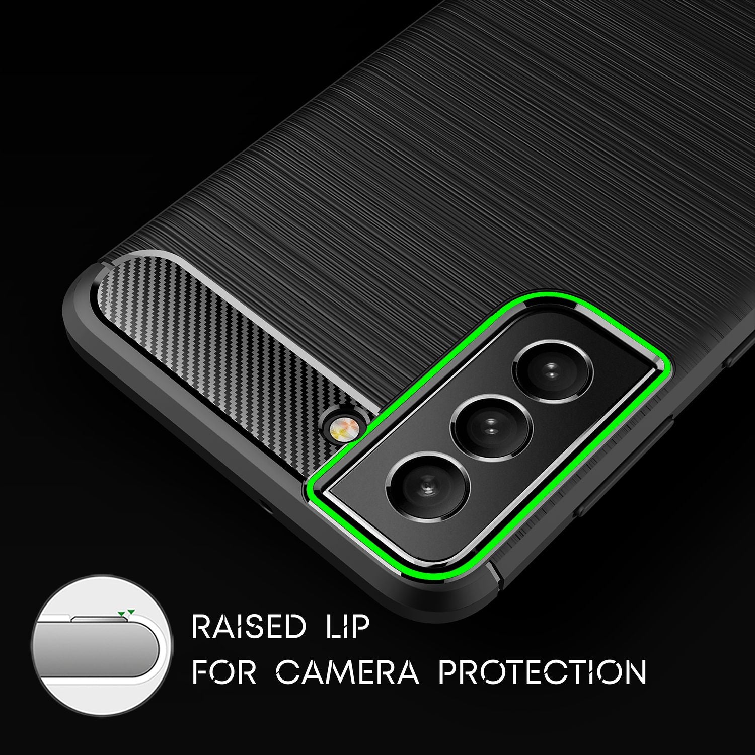 NALIA Carbon Look Case für Samsung Galaxy S22, Matt-Schwarze Silikonhülle Anti-Fingerabdruck Kohlefaser-Optik Handyhülle Default Title NALIA Protective Hülle