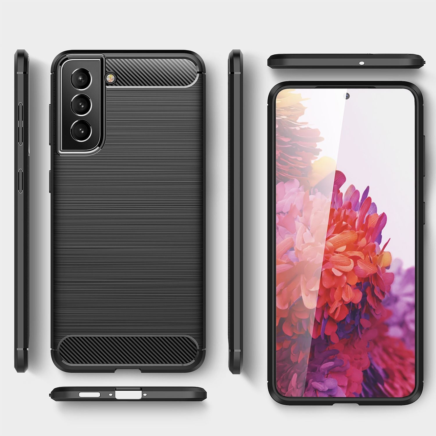 NALIA Carbon Look Case für Samsung Galaxy S22 Plus, Matt-Schwarze Silikonhülle Anti-Fingerabdruck Kohlefaser-Optik, Handyhülle Schutzhülle Default Title NALIA Protective Hülle