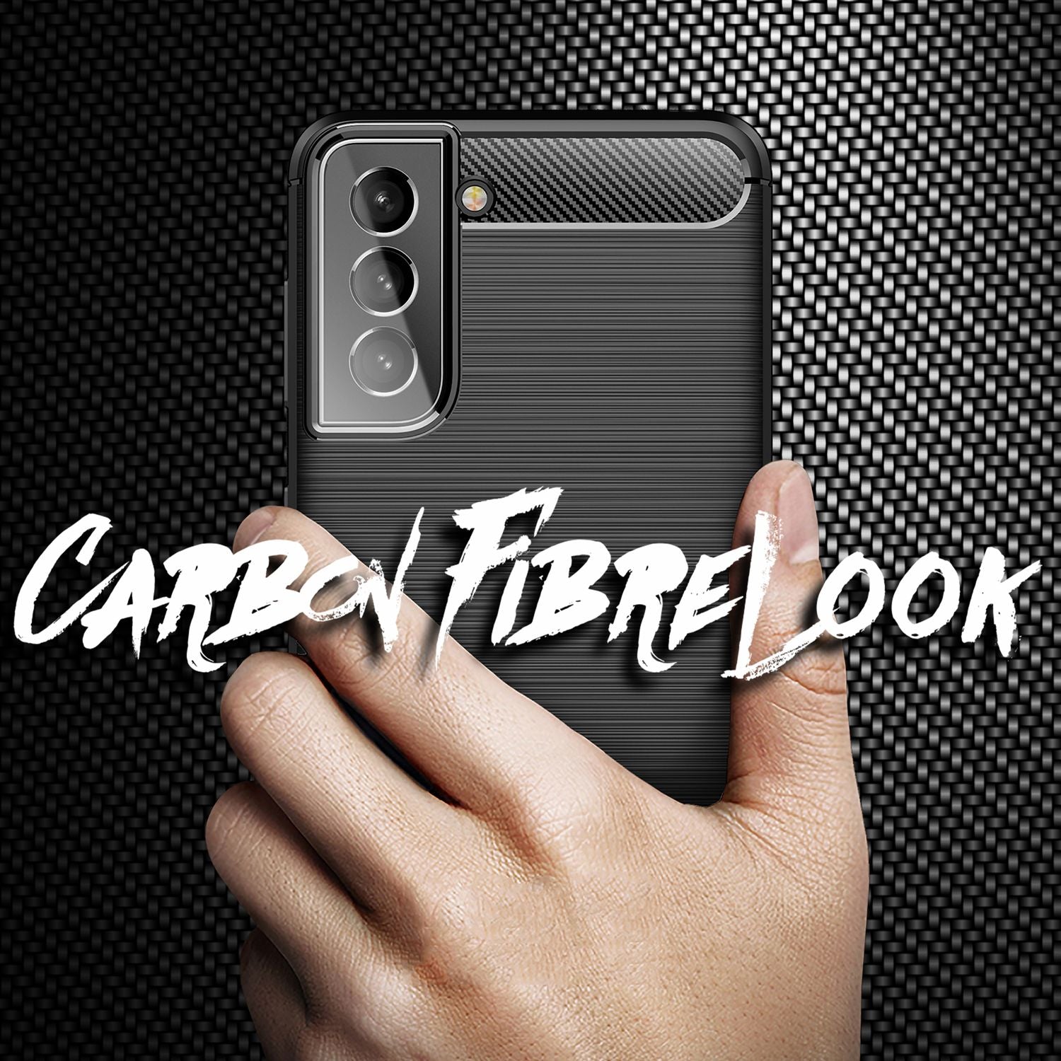 NALIA Carbon Look Case für Samsung Galaxy S22 Plus, Matt-Schwarze Silikonhülle Anti-Fingerabdruck Kohlefaser-Optik, Handyhülle Schutzhülle Default Title NALIA Protective Hülle