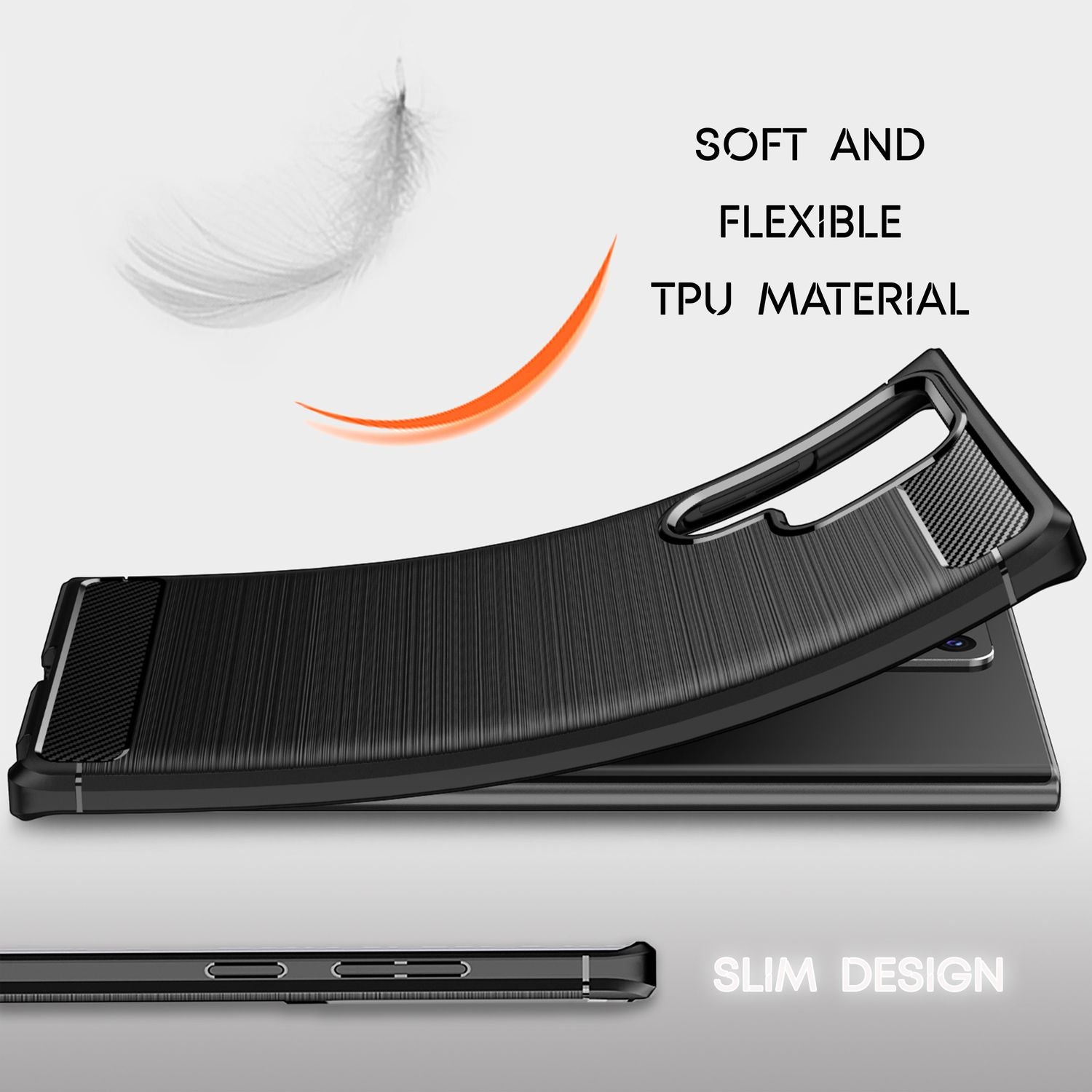 NALIA Carbon Look Case für Samsung Galaxy S22 Ultra, Matt-Schwarze Silikonhülle Anti-Fingerabdruck Kohlefaser-Optik, Handyhülle Schutzhülle Default Title NALIA Protective Hülle