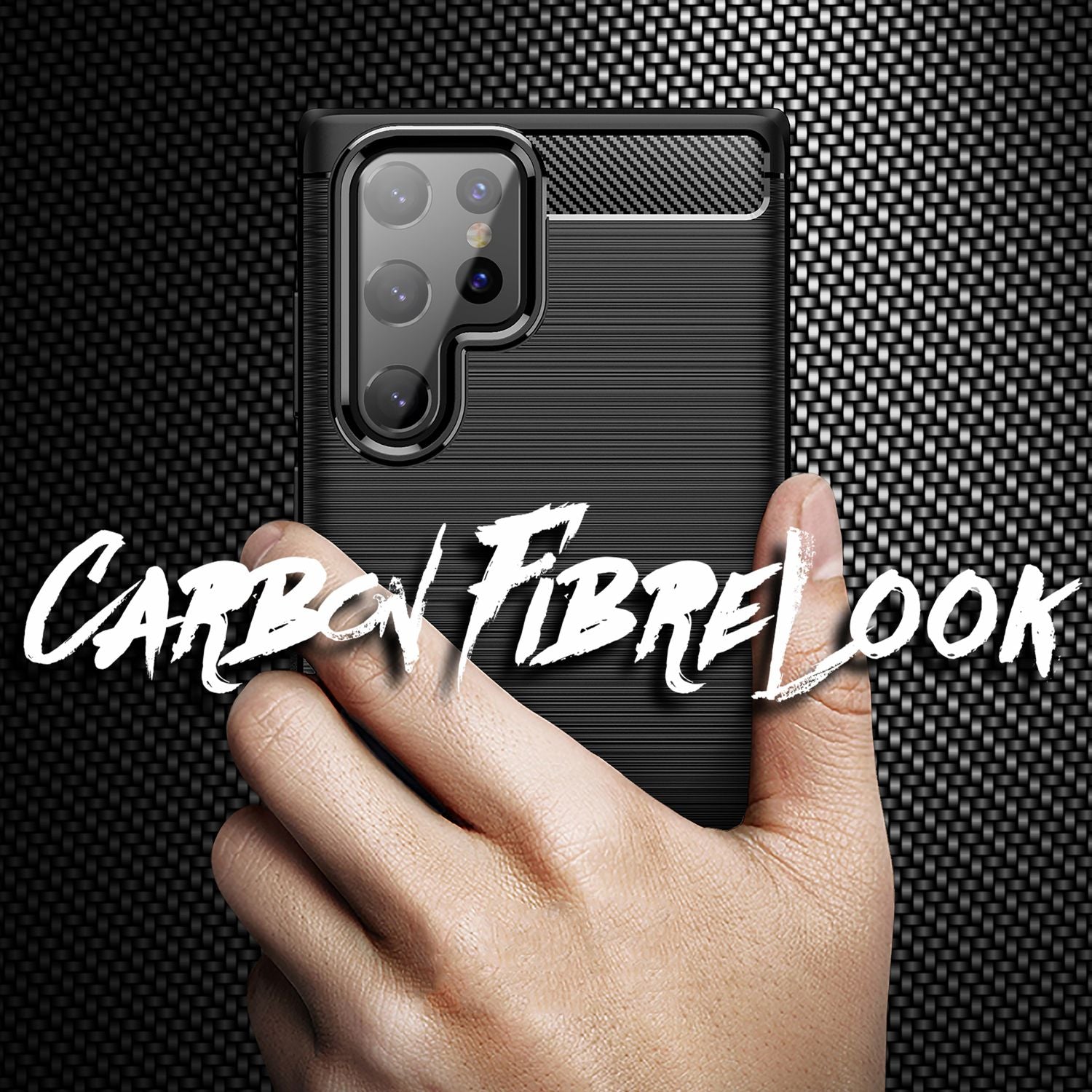 NALIA Carbon Look Case für Samsung Galaxy S22 Ultra, Matt-Schwarze Silikonhülle Anti-Fingerabdruck Kohlefaser-Optik, Handyhülle Schutzhülle Default Title NALIA Protective Hülle