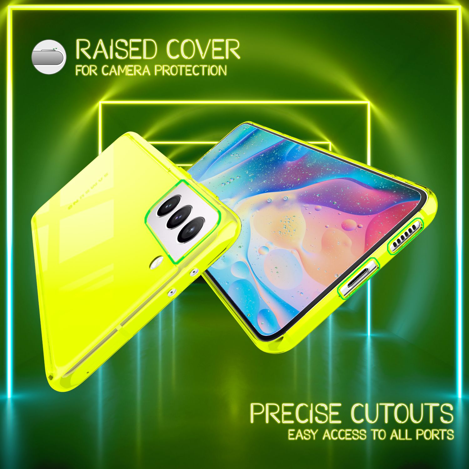 NALIA Klare Neon Handyhülle für Samsung Galaxy S22, Durchsichtig Bunt Leuchtend Vergilbungsfrei, Dünne Robuste Schutzhülle Cover Case Gelb NALIA Transparente Hülle