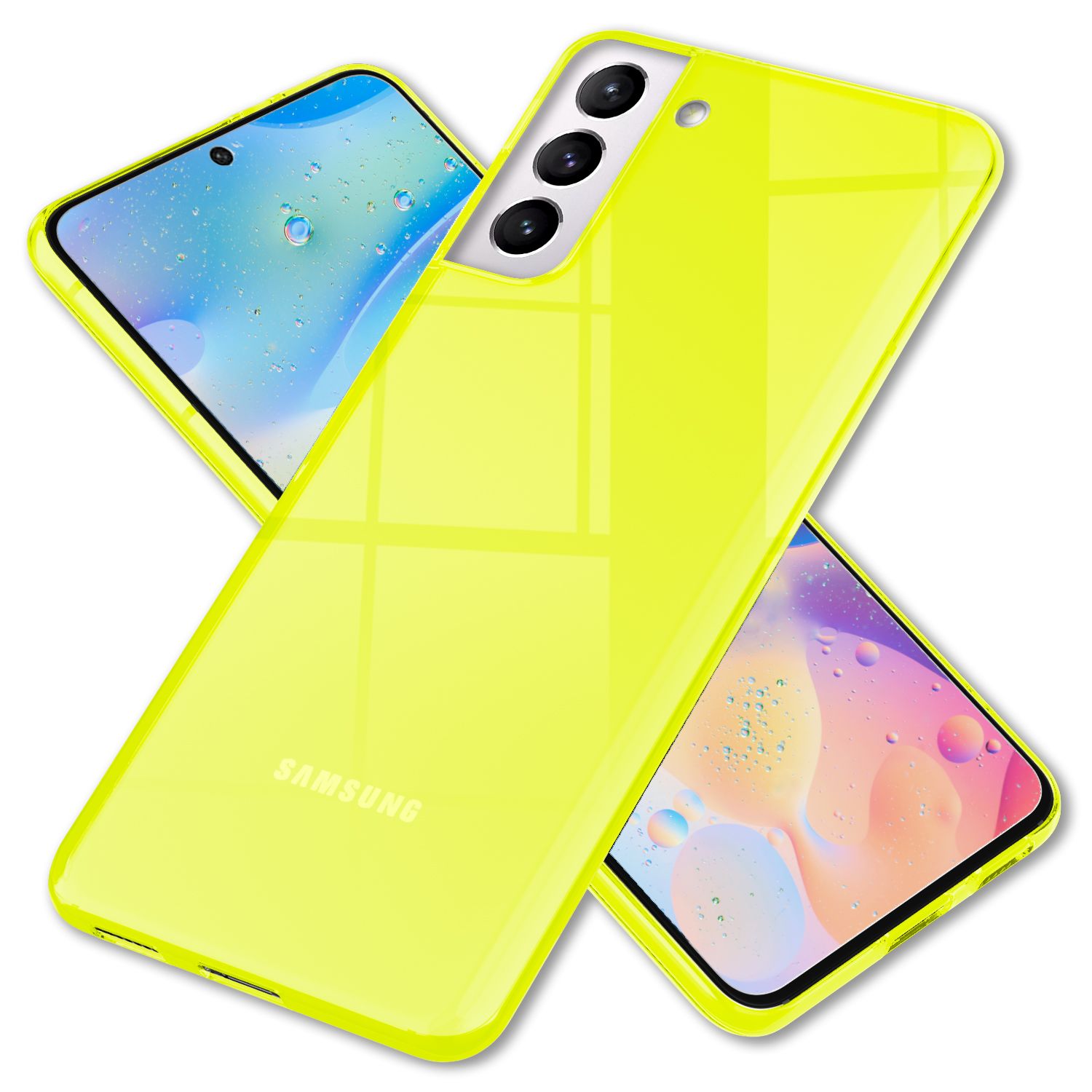 NALIA Klare Neon Handyhülle für Samsung Galaxy S22 Plus, Durchsichtig Bunt Leuchtend Anti-Gelb, Dünne Robuste Schutzhülle Cover Case Gelb NALIA Transparente Hülle