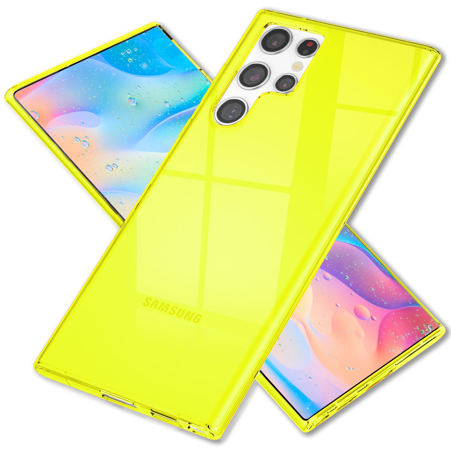NALIA Klare Neon Handyhülle für Samsung Galaxy S22 Ultra, Durchsichtig Bunt Leuchtend, Dünne Schutzhülle Cover