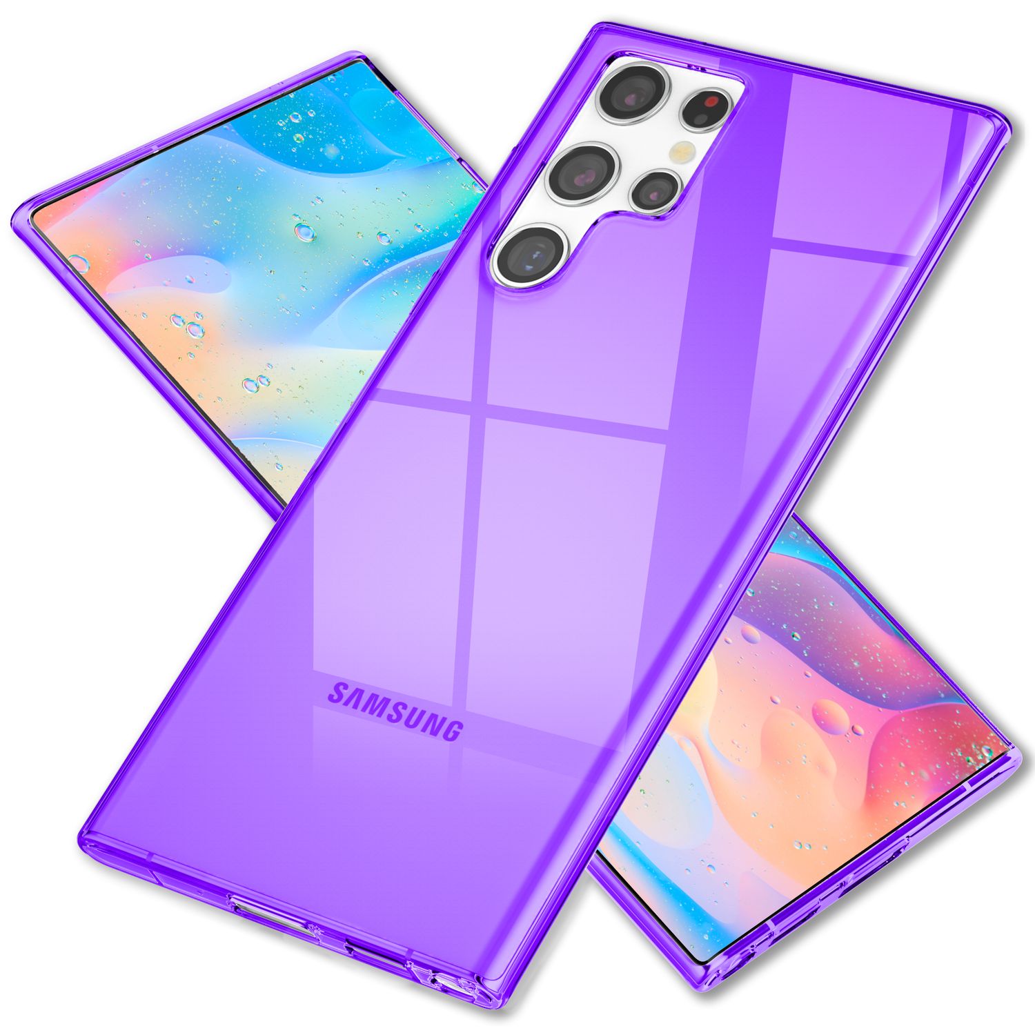 NALIA Klare Neon Handyhülle für Samsung Galaxy S22 Ultra, Durchsichtig Bunt Leuchtend, Dünne Schutzhülle Cover