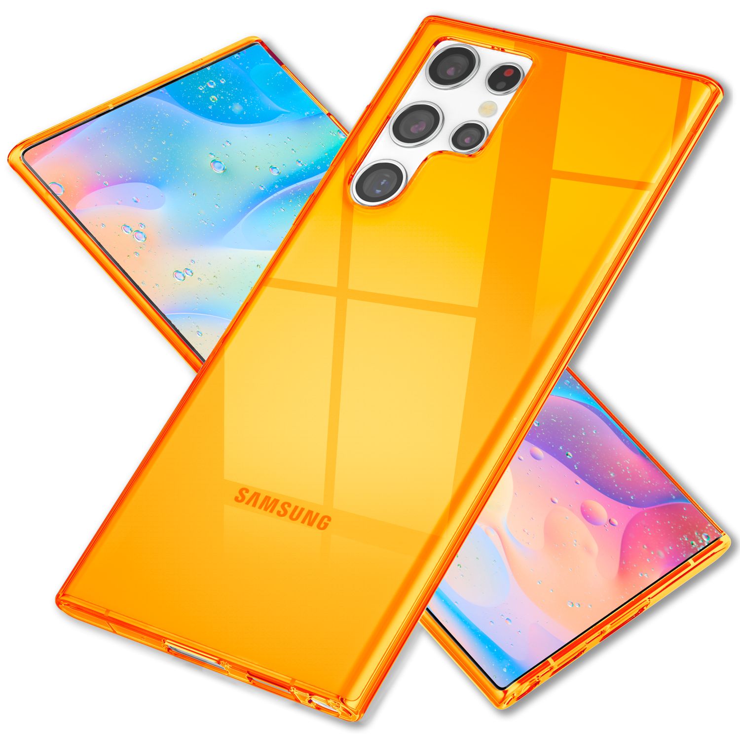 NALIA Klare Neon Handyhülle für Samsung Galaxy S22 Ultra, Durchsichtig Bunt Leuchtend, Dünne Schutzhülle Cover