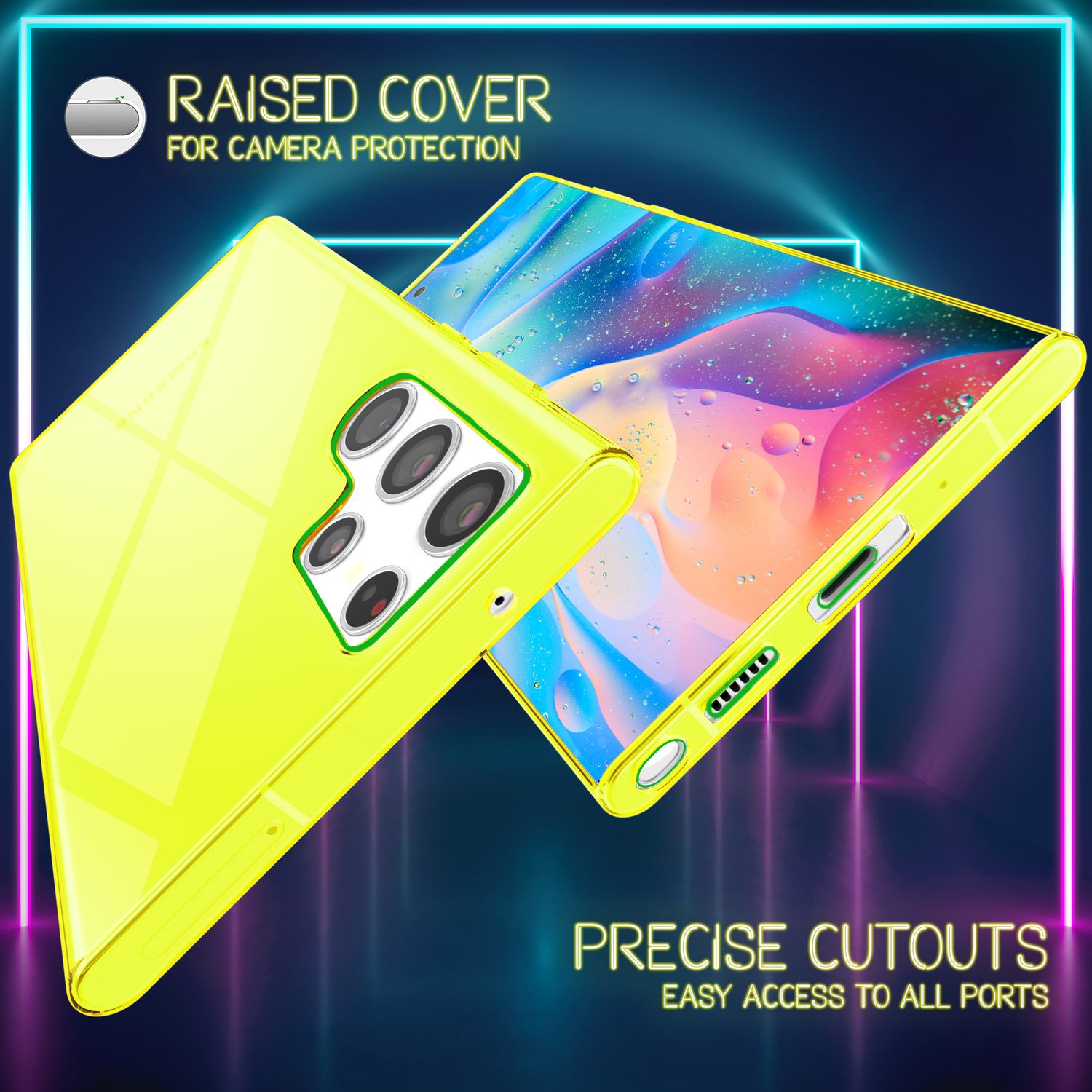 NALIA Klare Neon Handyhülle für Samsung Galaxy S22 Ultra, Durchsichtig Bunt Leuchtend, Dünne Schutzhülle Cover