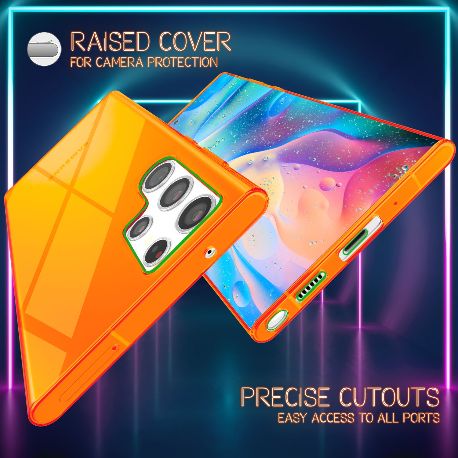 NALIA Klare Neon Handyhülle für Samsung Galaxy S22 Ultra, Durchsichtig Bunt Leuchtend, Dünne Schutzhülle Cover