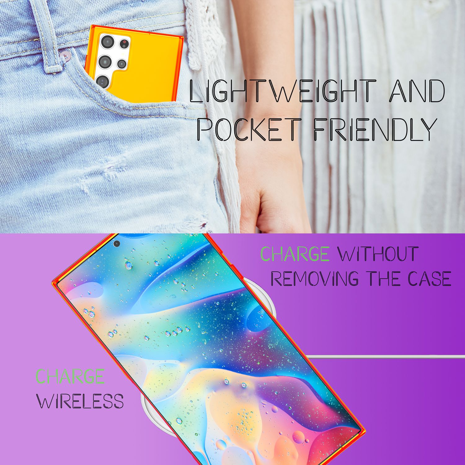 NALIA Klare Neon Handyhülle für Samsung Galaxy S22 Ultra, Durchsichtig Bunt Leuchtend, Dünne Schutzhülle Cover