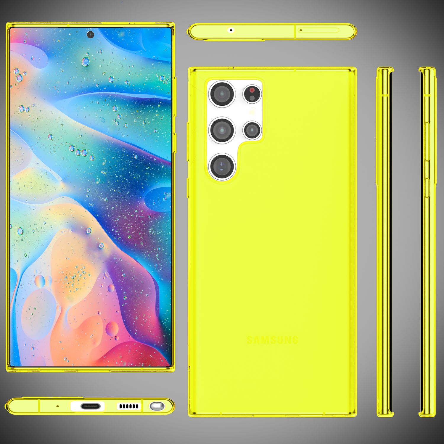 NALIA Klare Neon Handyhülle für Samsung Galaxy S22 Ultra, Durchsichtig Bunt Leuchtend, Dünne Schutzhülle Cover