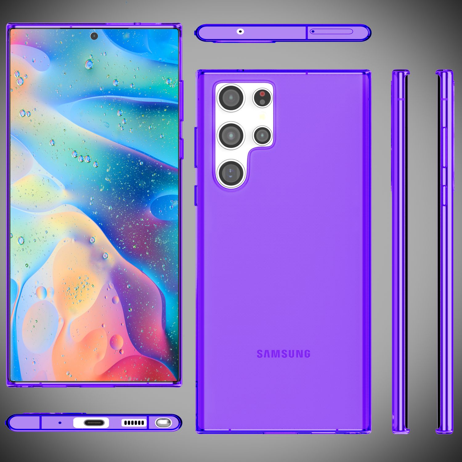 NALIA Klare Neon Handyhülle für Samsung Galaxy S22 Ultra, Durchsichtig Bunt Leuchtend, Dünne Schutzhülle Cover