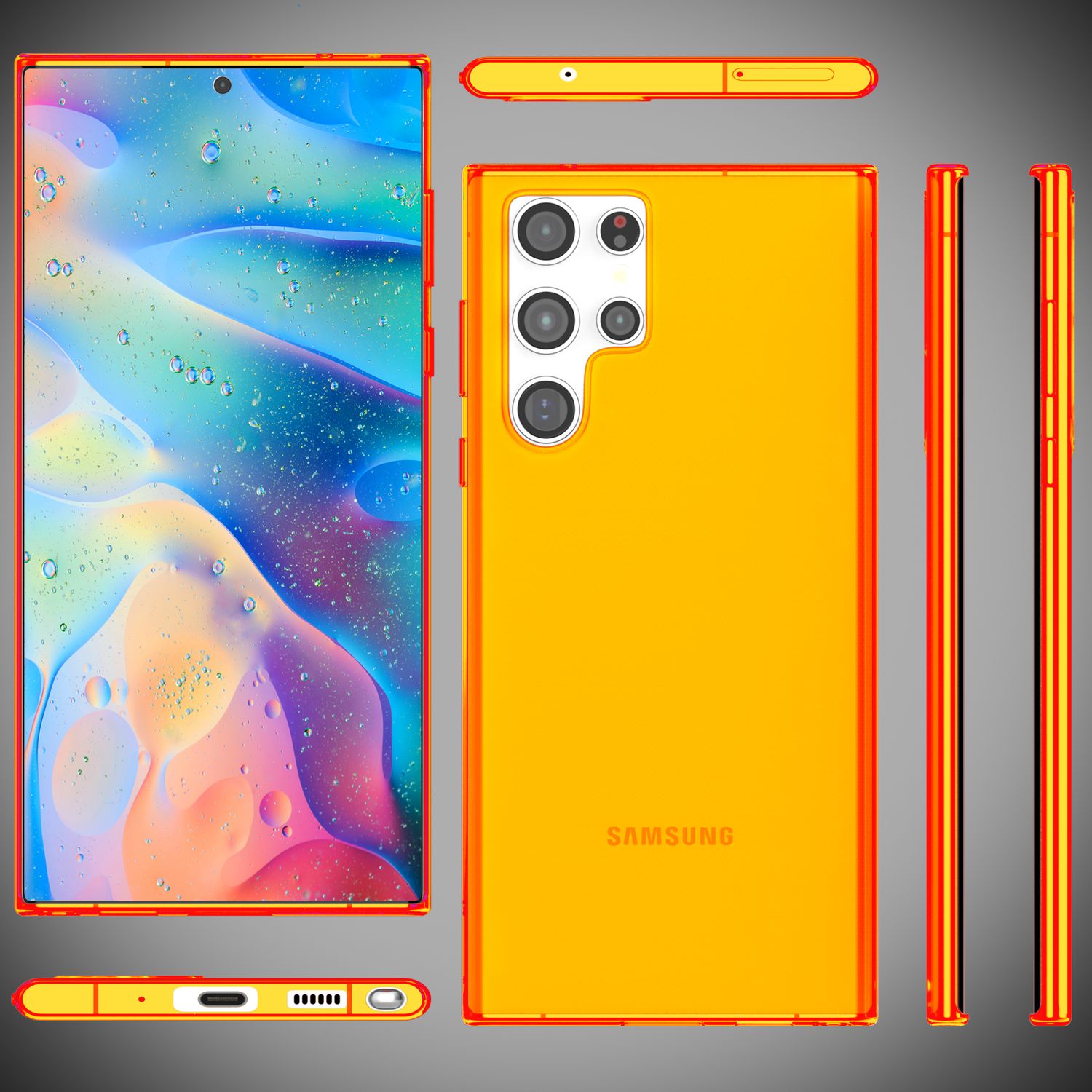 NALIA Klare Neon Handyhülle für Samsung Galaxy S22 Ultra, Durchsichtig Bunt Leuchtend, Dünne Schutzhülle Cover