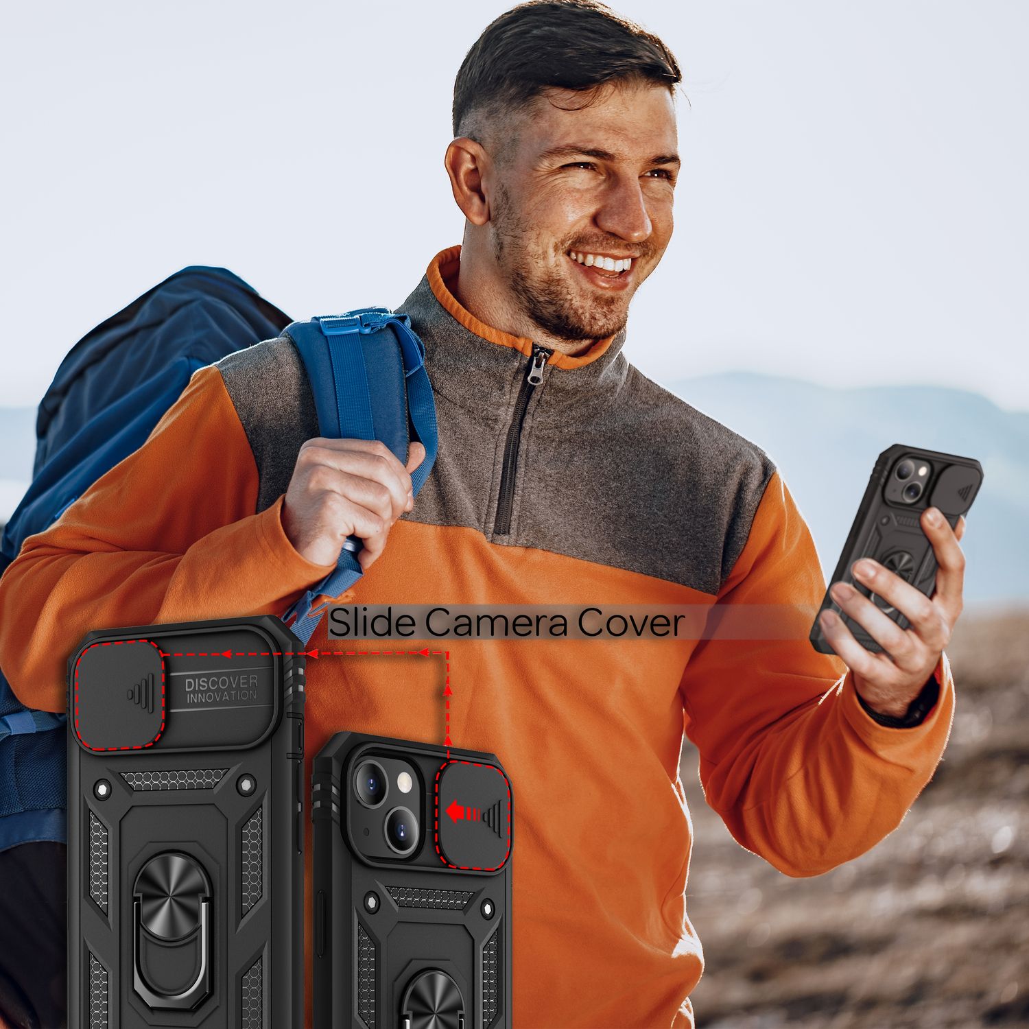 NALIA Military-Style Ringhülle für iPhone 13, Extrem Schützend mit Display-Rahmen & Kamera-Abdeckung Schwarz NALIA Outdoor Hülle