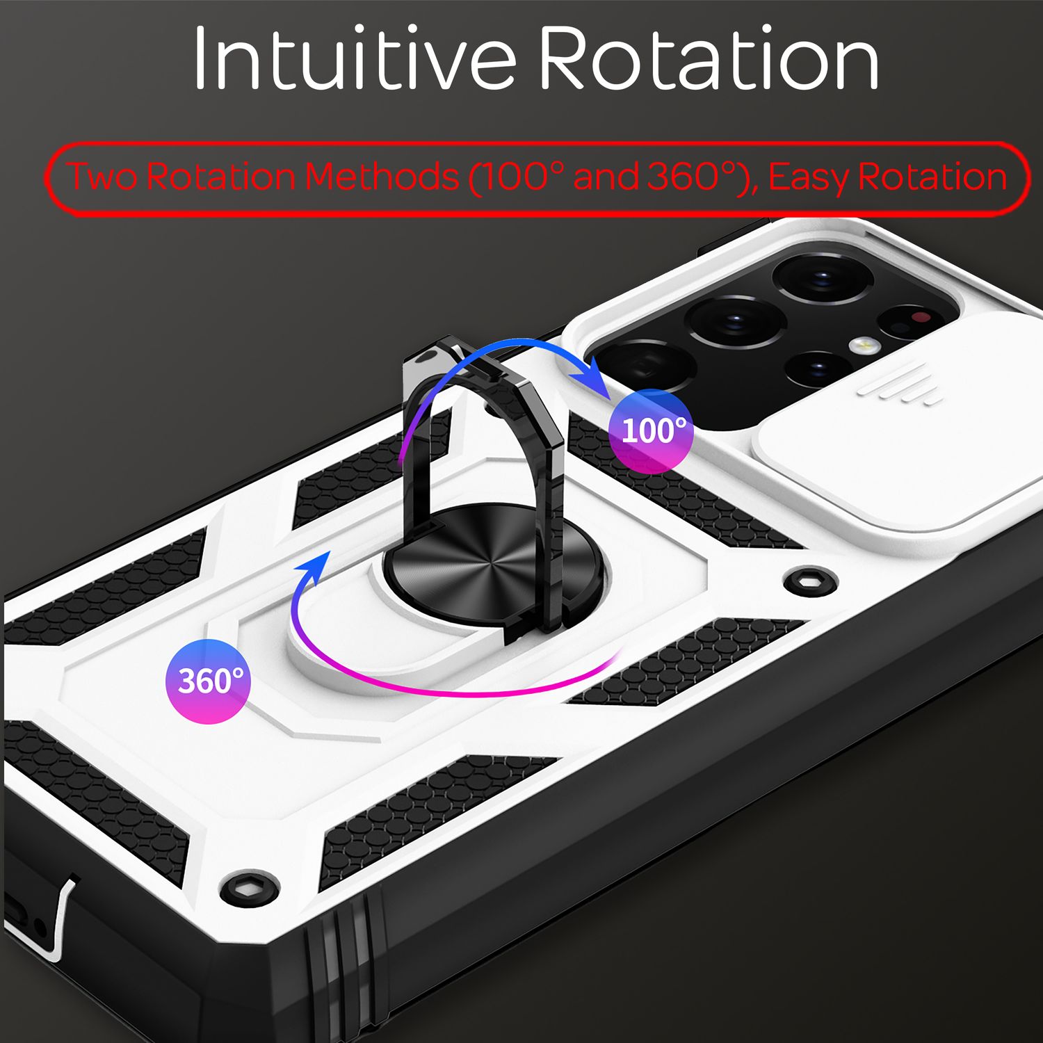 NALIA Outdoor Handyhülle Samsung Galaxy S21 Ultra, 360° Ring stoßfest robust Weiß NALIA Protective Hülle
