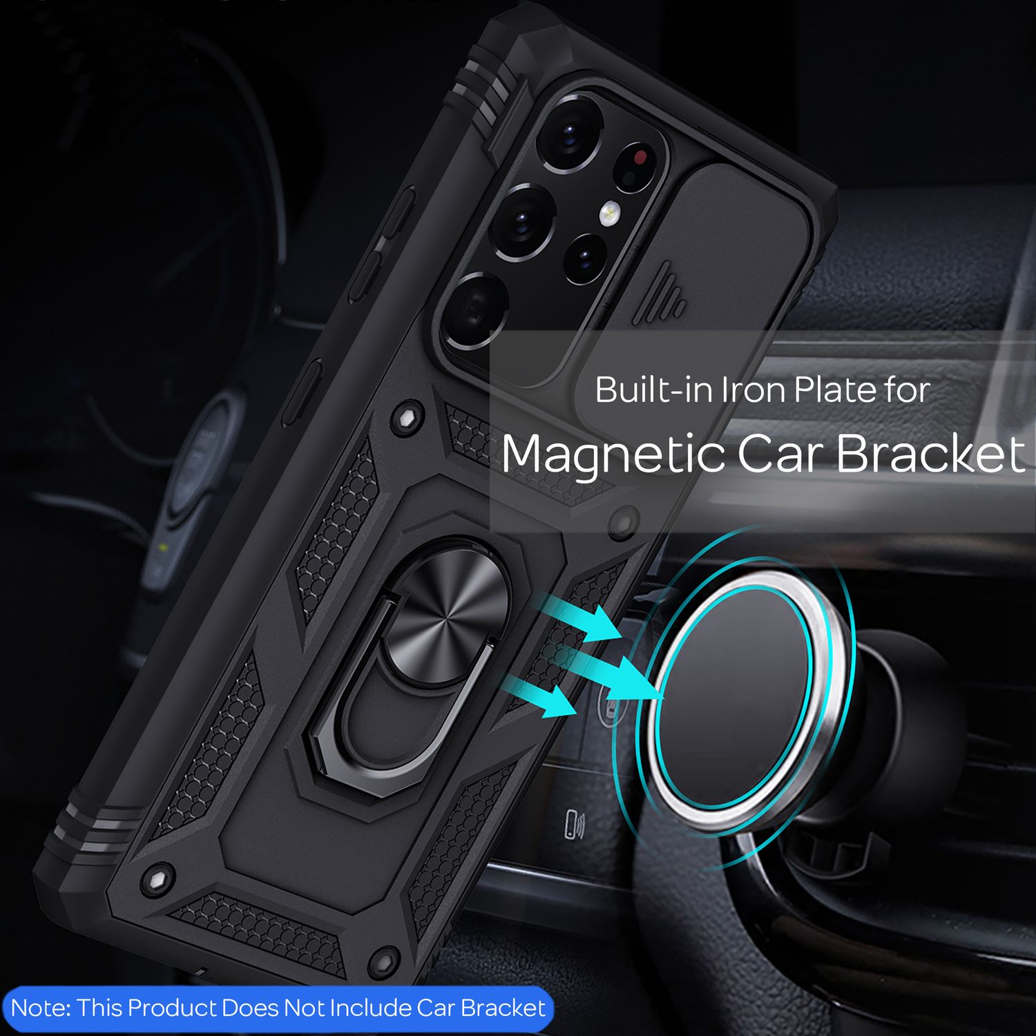 NALIA Outdoor Handyhülle Samsung Galaxy S21 Ultra, 360° Ring stoßfest robust Schwarz NALIA Protective Hülle