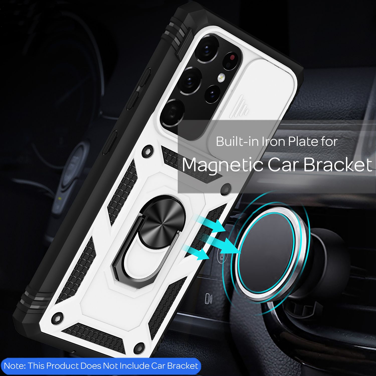 NALIA Outdoor Handyhülle Samsung Galaxy S21 Ultra, 360° Ring stoßfest robust Weiß NALIA Protective Hülle
