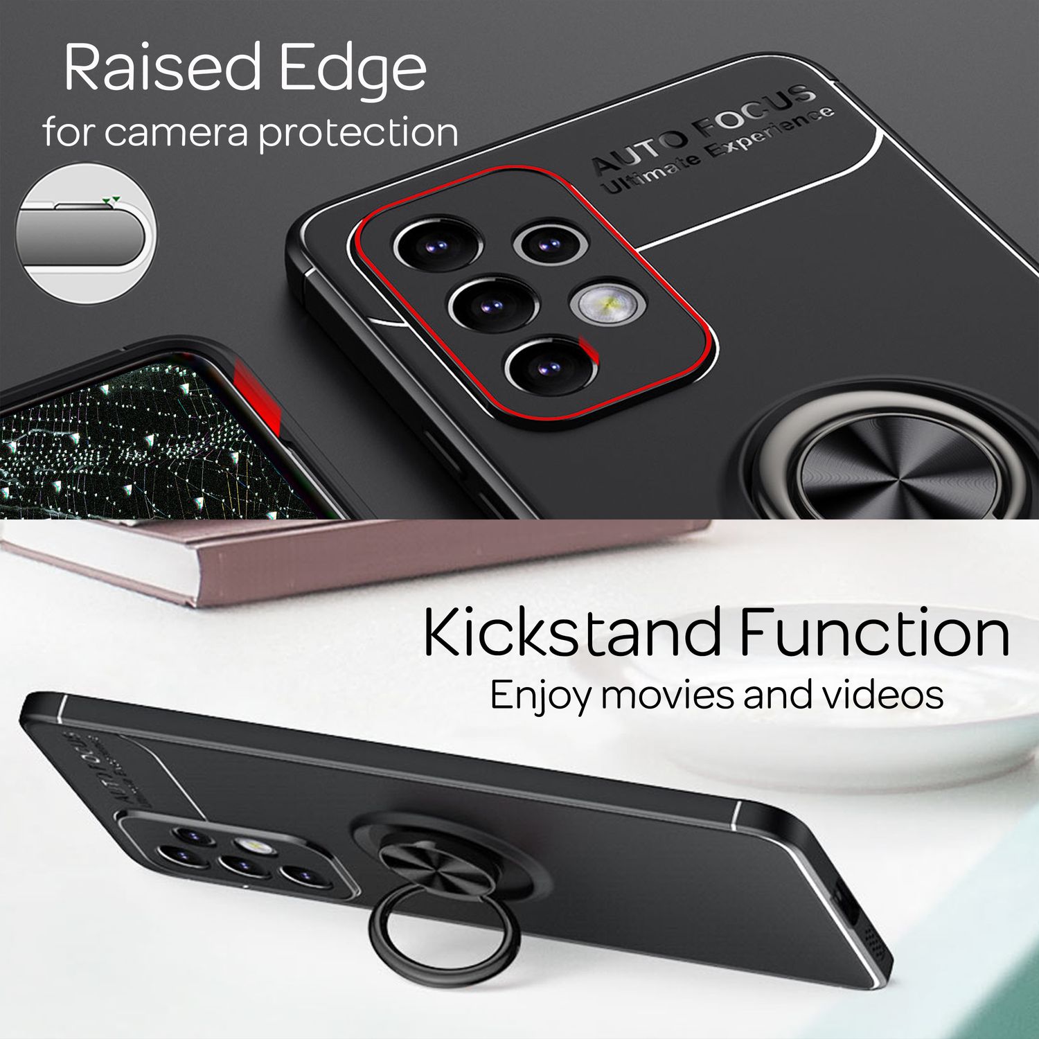 Für Samsung Galaxy A33 - Ring Hülle Matt Silikon Handy Schutz Case Standfunktion Schwarz NALIA Protective Hülle