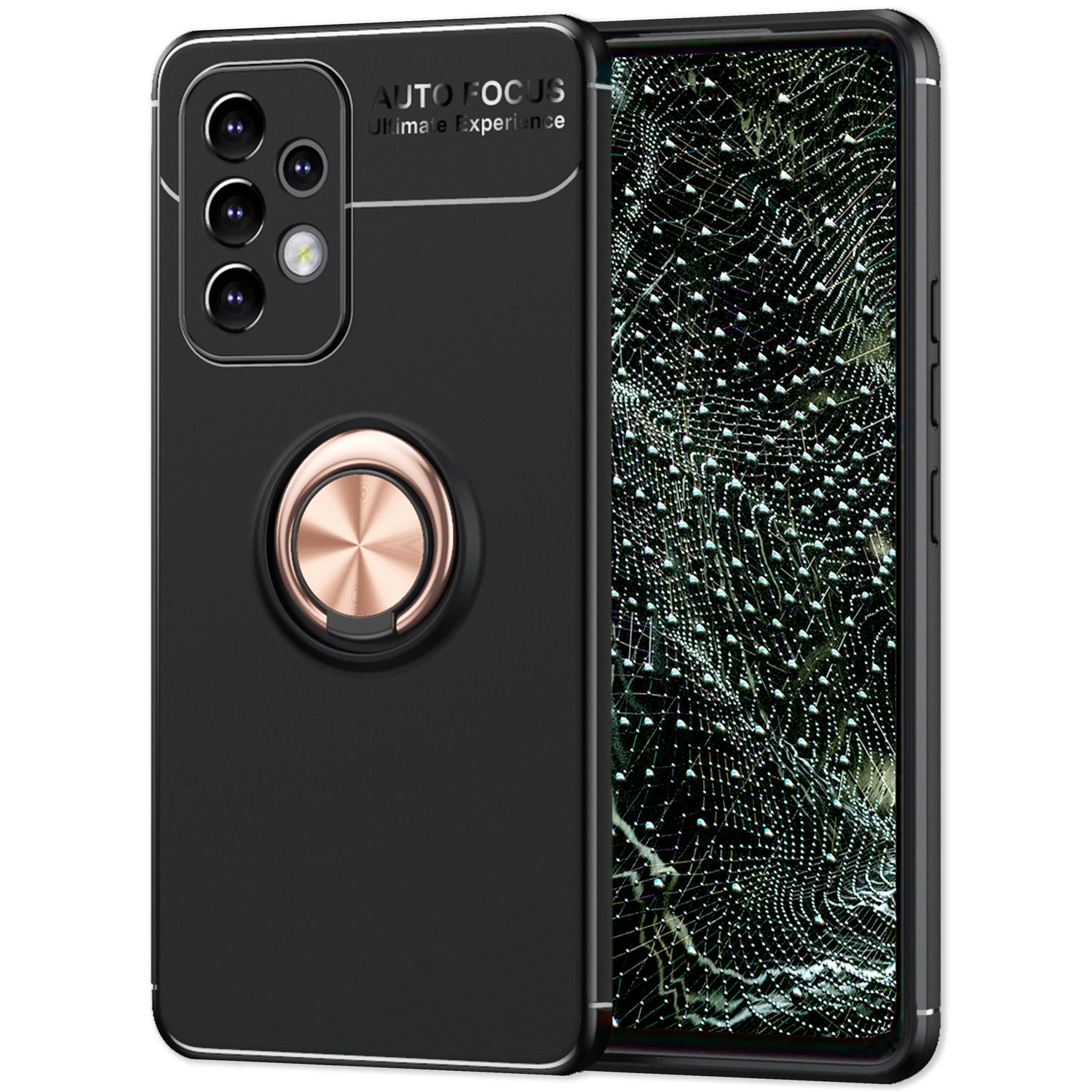 Matt-Schwarze Ringhülle für Samsung Galaxy A53, Handyhülle mit 360° Ring für Standfunktion & KFZ-Halterung, Robust Rutschfest Stoßfest, Silikon Hülle Case Schutzhülle Rose Gold NALIA Protective Hülle