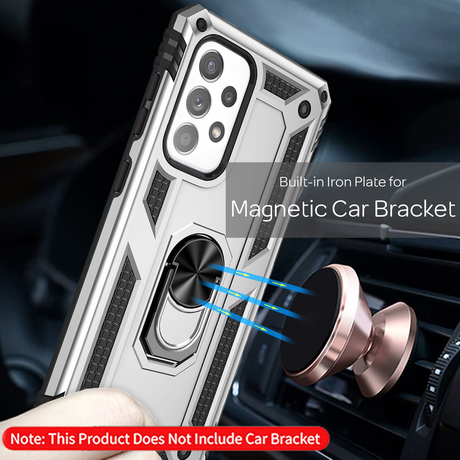 Für Samsung Galaxy A33 - Military Style Ring Hülle Stoßfest Outdoor Schutz Cover Silber NALIA Outdoor Hülle