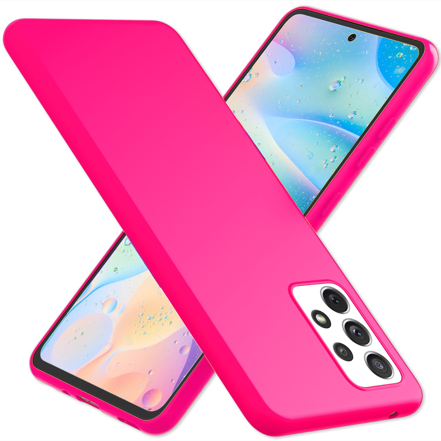 NALIA Bunte Neon Silikonhülle für Samsung Galaxy A53, Intensive Farbe Rutschfest Samtig Gummiert, Soft Case Handyhülle Pink NALIA Protective Hülle