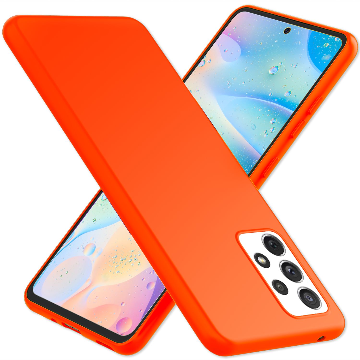 NALIA Bunte Neon Silikonhülle für Samsung Galaxy A53, Intensive Farbe Rutschfest Samtig Gummiert, Soft Case Handyhülle Orange NALIA Protective Hülle