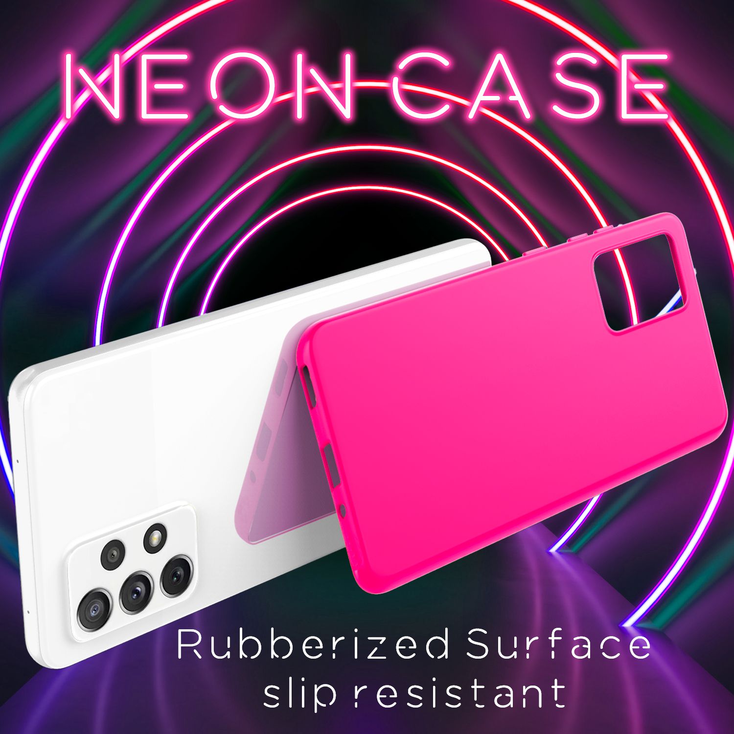 NALIA Bunte Neon Silikonhülle für Samsung Galaxy A53, Intensive Farbe Rutschfest Samtig Gummiert, Soft Case Handyhülle Pink NALIA Protective Hülle