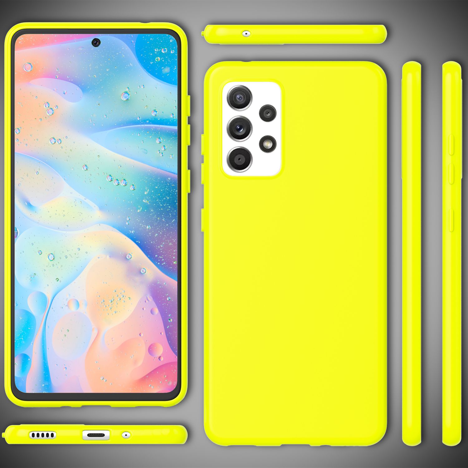 NALIA Bunte Neon Silikonhülle für Samsung Galaxy A53, Intensive Farbe Rutschfest Samtig Gummiert, Soft Case Handyhülle Gelb NALIA Protective Hülle