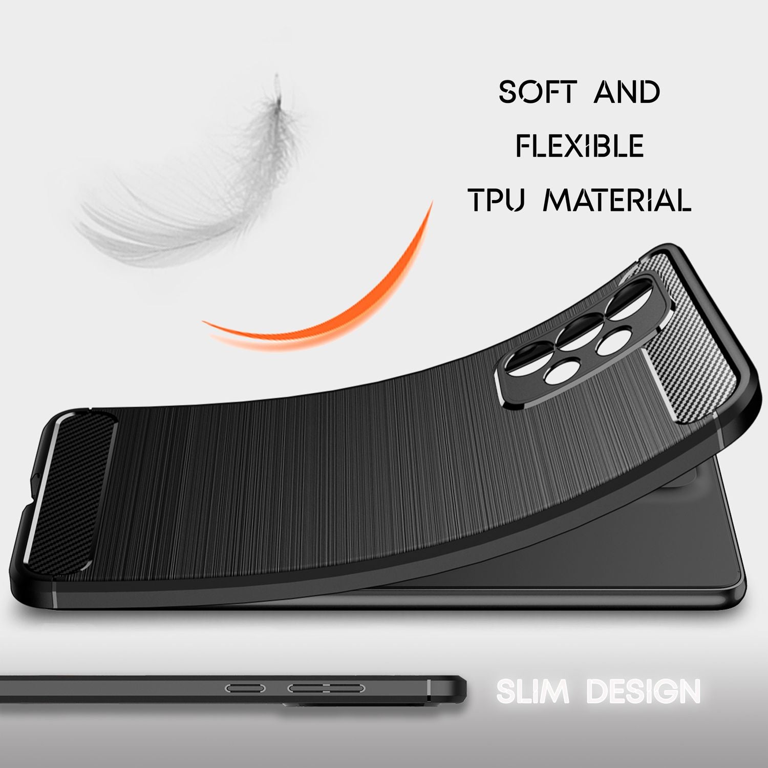 NALIA Carbon Look Case für Samsung Galaxy A53, Matt-Schwarze Silikonhülle Anti-Fingerabdruck Kohlefaser-Optik Rutschfest Stoßfest Kratzfest, Dünne Schutzhülle Handyhülle Backcover Default Title NALIA Protective Hülle