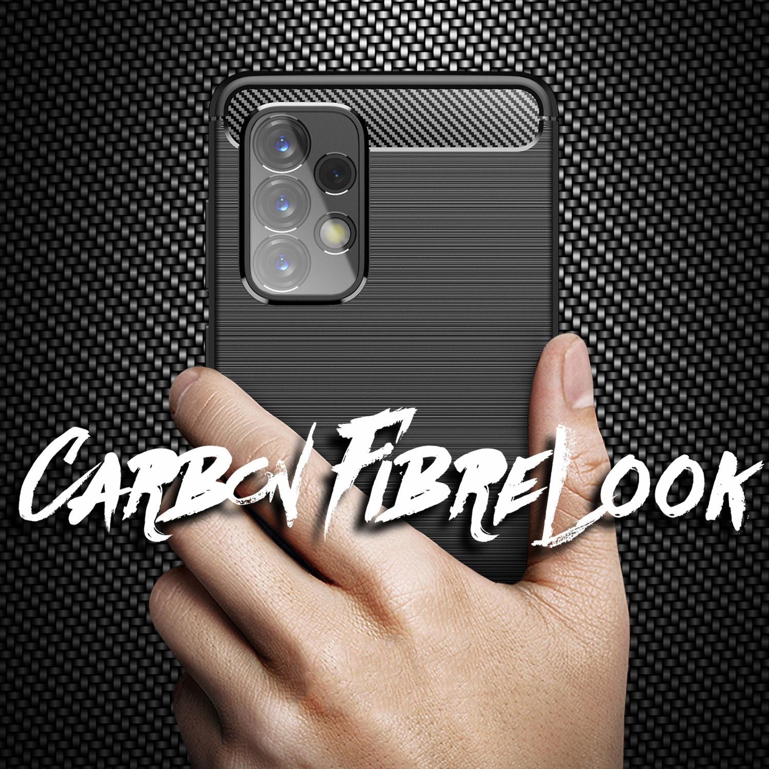 NALIA Carbon Look Case für Samsung Galaxy A53, Matt-Schwarze Silikonhülle Anti-Fingerabdruck Kohlefaser-Optik Rutschfest Stoßfest Kratzfest, Dünne Schutzhülle Handyhülle Backcover Default Title NALIA Protective Hülle