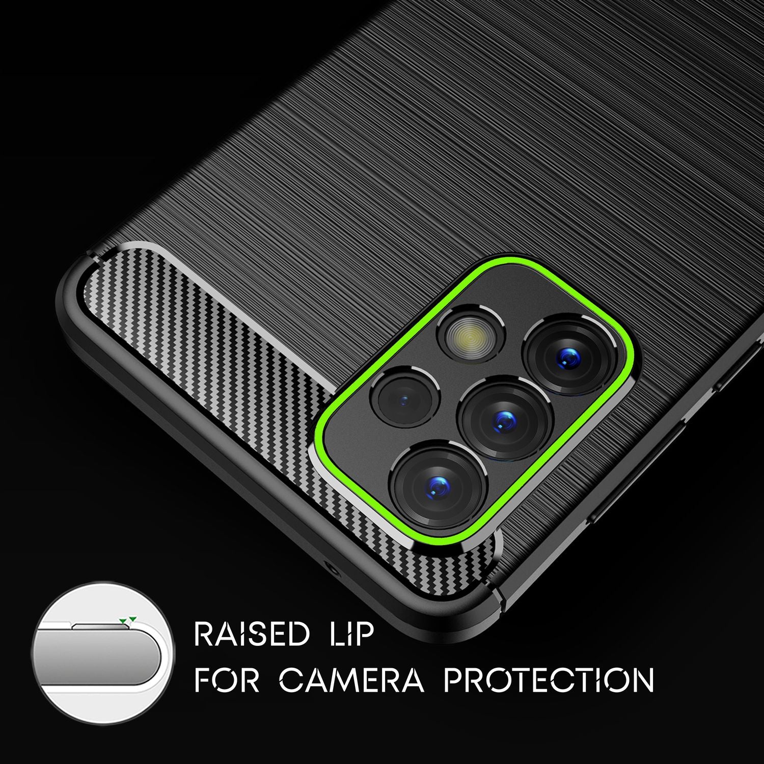 NALIA Carbon Look Case für Samsung Galaxy A53, Matt-Schwarze Silikonhülle Anti-Fingerabdruck Kohlefaser-Optik Rutschfest Stoßfest Kratzfest, Dünne Schutzhülle Handyhülle Backcover Default Title NALIA Protective Hülle