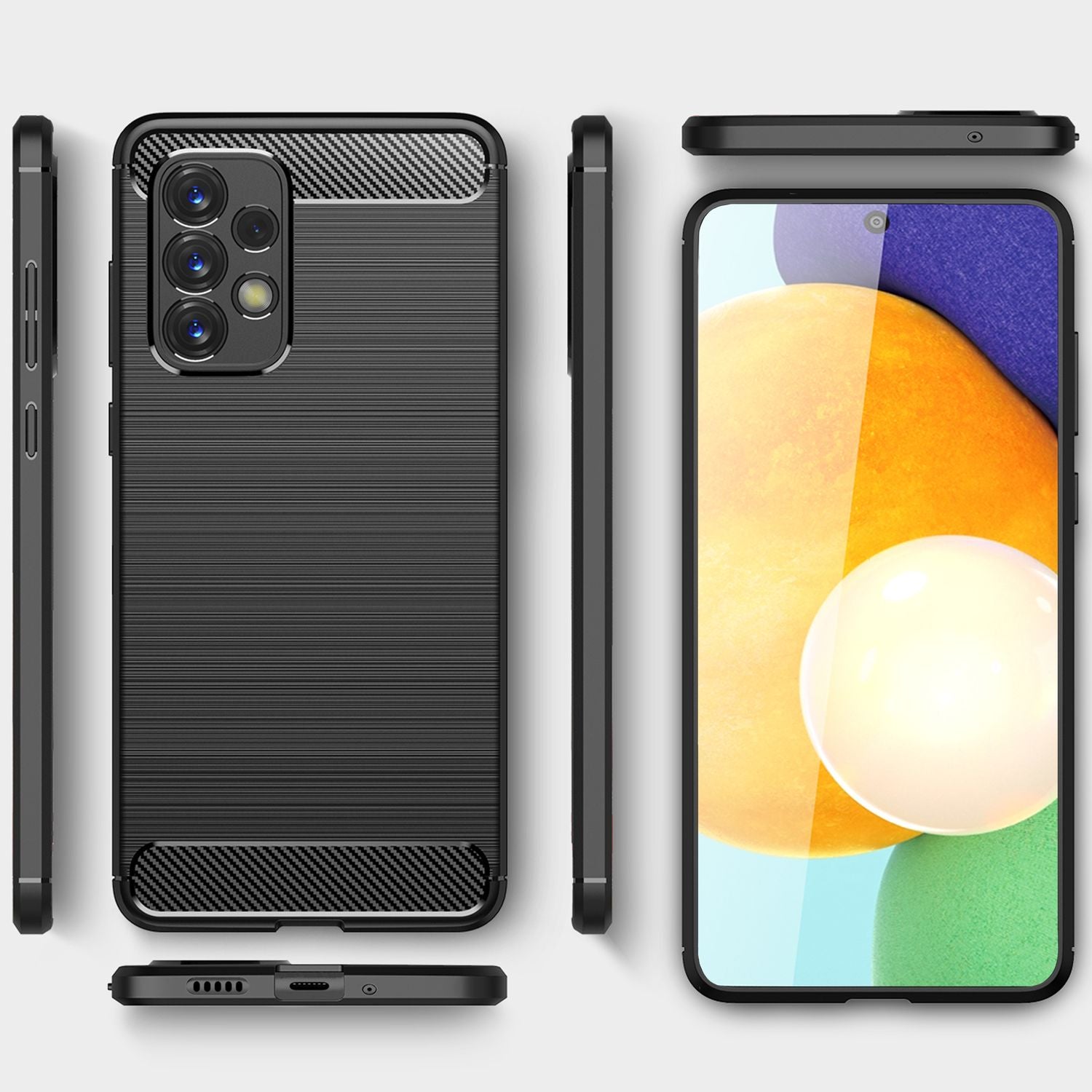 NALIA Carbon Look Case für Samsung Galaxy A53, Matt-Schwarze Silikonhülle Anti-Fingerabdruck Kohlefaser-Optik Rutschfest Stoßfest Kratzfest, Dünne Schutzhülle Handyhülle Backcover Default Title NALIA Protective Hülle
