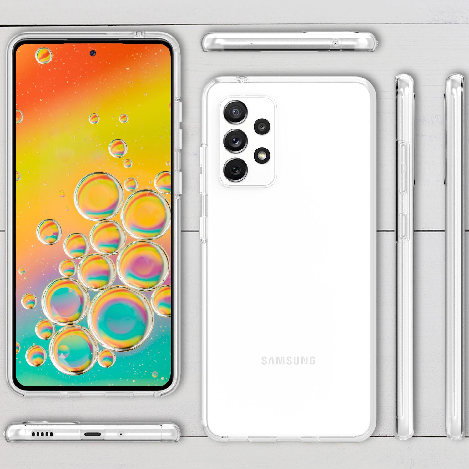 NALIA Klare 360° Schutzhülle für Samsung Galaxy A53, Komplettschutz Transparent Anti-Gelb Durchsichtig Robust, Hardcase & Silikon Bumper & Displayschutz, Full-Cover Etui Handyhülle Default Title NALIA Transparente Hülle