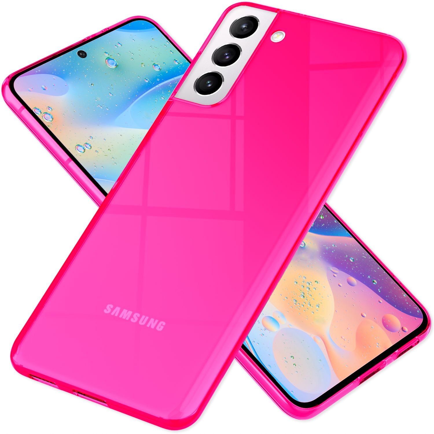 NALIA Klare Neon Silikonhülle für Samsung Galaxy S21 FE, Durchsichtig Bunt Leuchtend Anti-Gelb Vergilbungsfrei, Robuste Handyhülle Schutzhülle