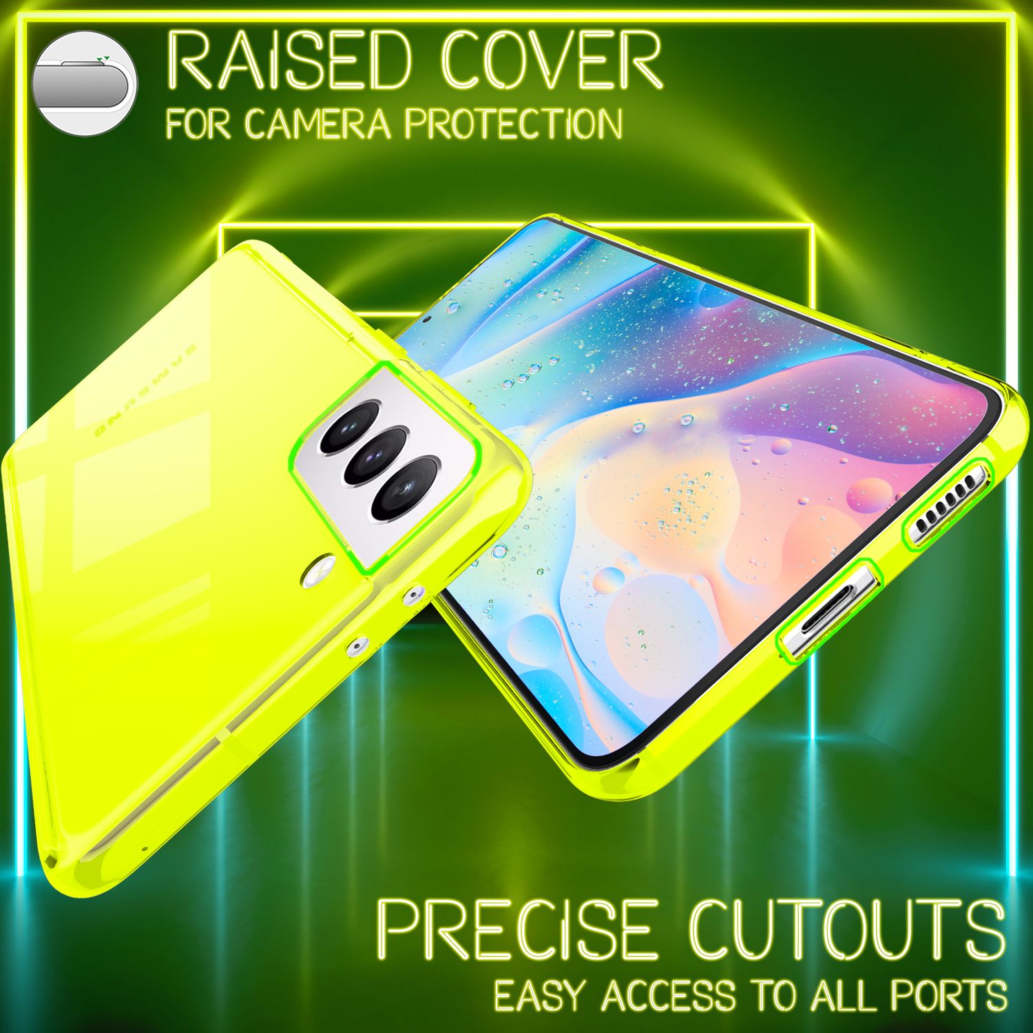 NALIA Klare Neon Silikonhülle für Samsung Galaxy S21 FE, Durchsichtig Bunt Leuchtend Anti-Gelb Vergilbungsfrei, Robuste Handyhülle Schutzhülle