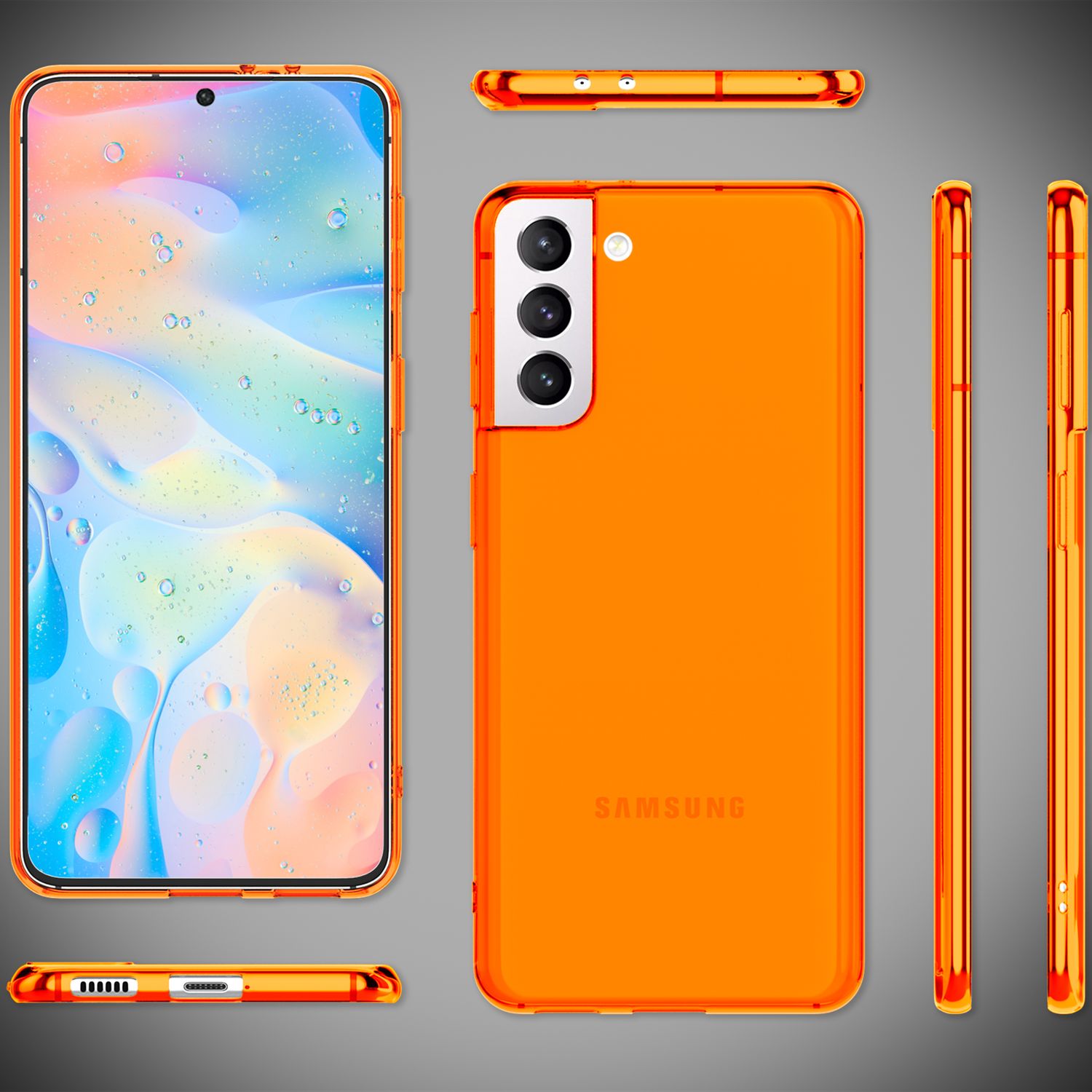 NALIA Klare Neon Silikonhülle für Samsung Galaxy S21 FE, Durchsichtig Bunt Leuchtend Anti-Gelb Vergilbungsfrei, Robuste Handyhülle Schutzhülle