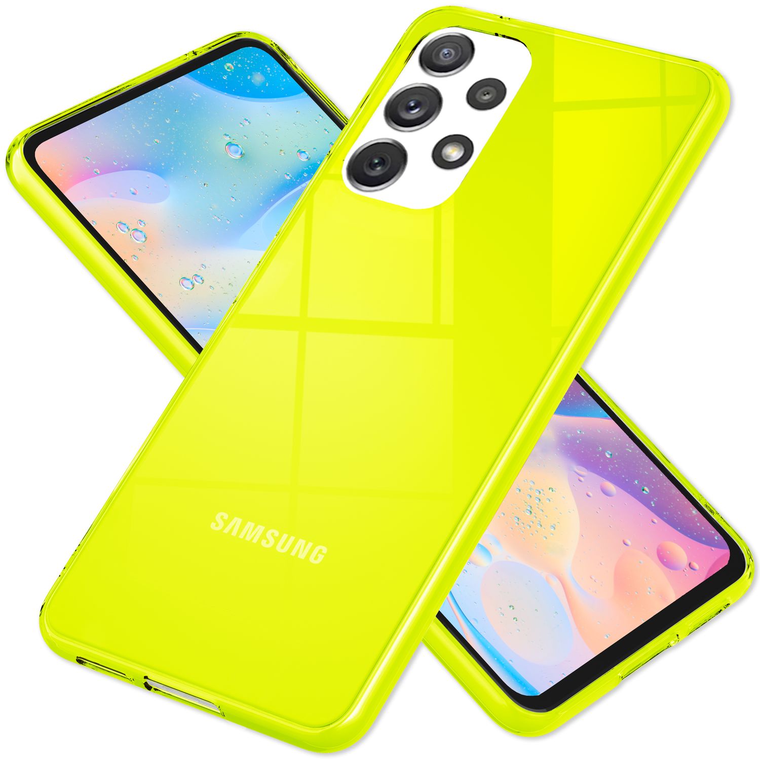 Klare Neon Silikonhülle für Samsung Galaxy A53, Handy Hülle Schutz TPU Case Gelb NALIA Transparente Hülle